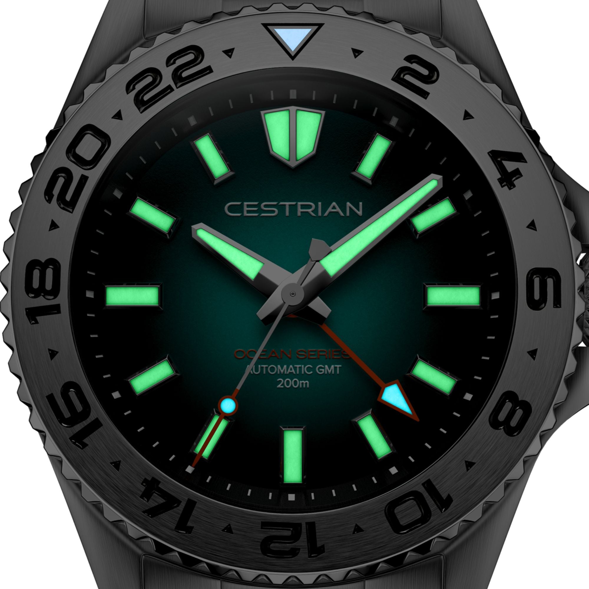 Cestrian Ocean Series Blue Fumé Dial Silicone Strap Automatic GMT Men's Watch CO-BBS002