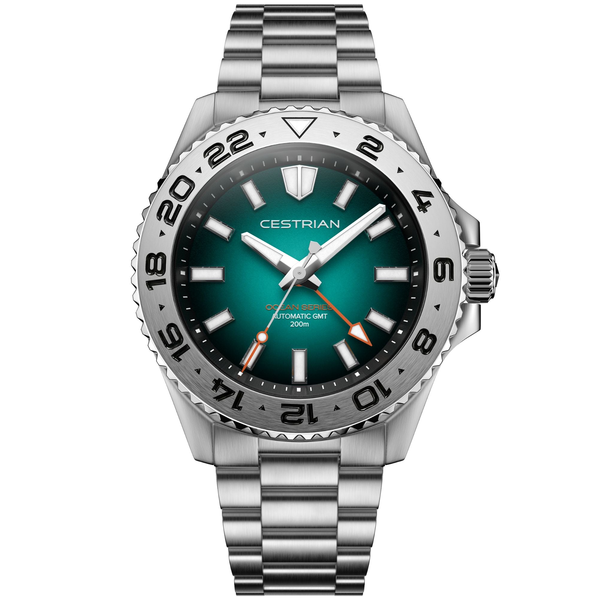 Cestrian Ocean Series Green Fumé Dial Steel Bracelet Automatic GMT Men's Watch CO-BGS001