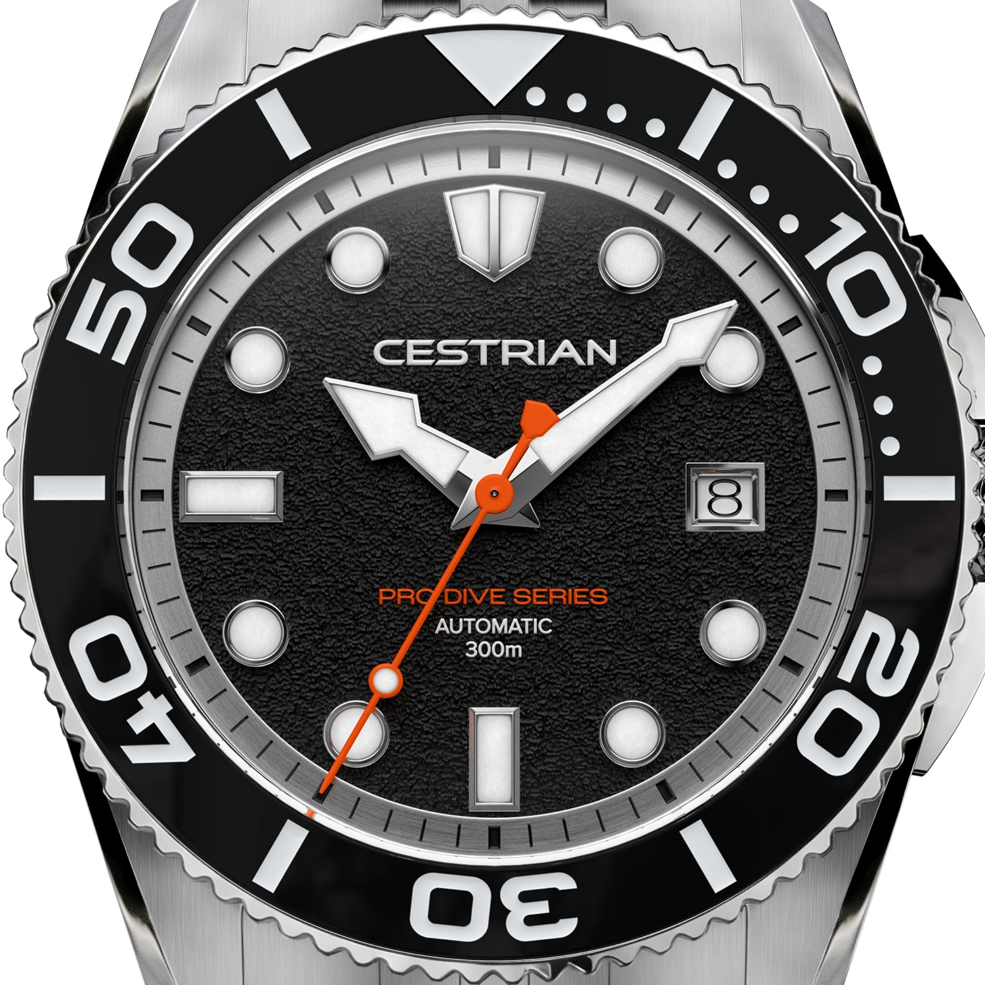 Cestrian Pro Dive Series Black Dial Silicone Strap Automatic 300m Men's Watch CP-BKB002