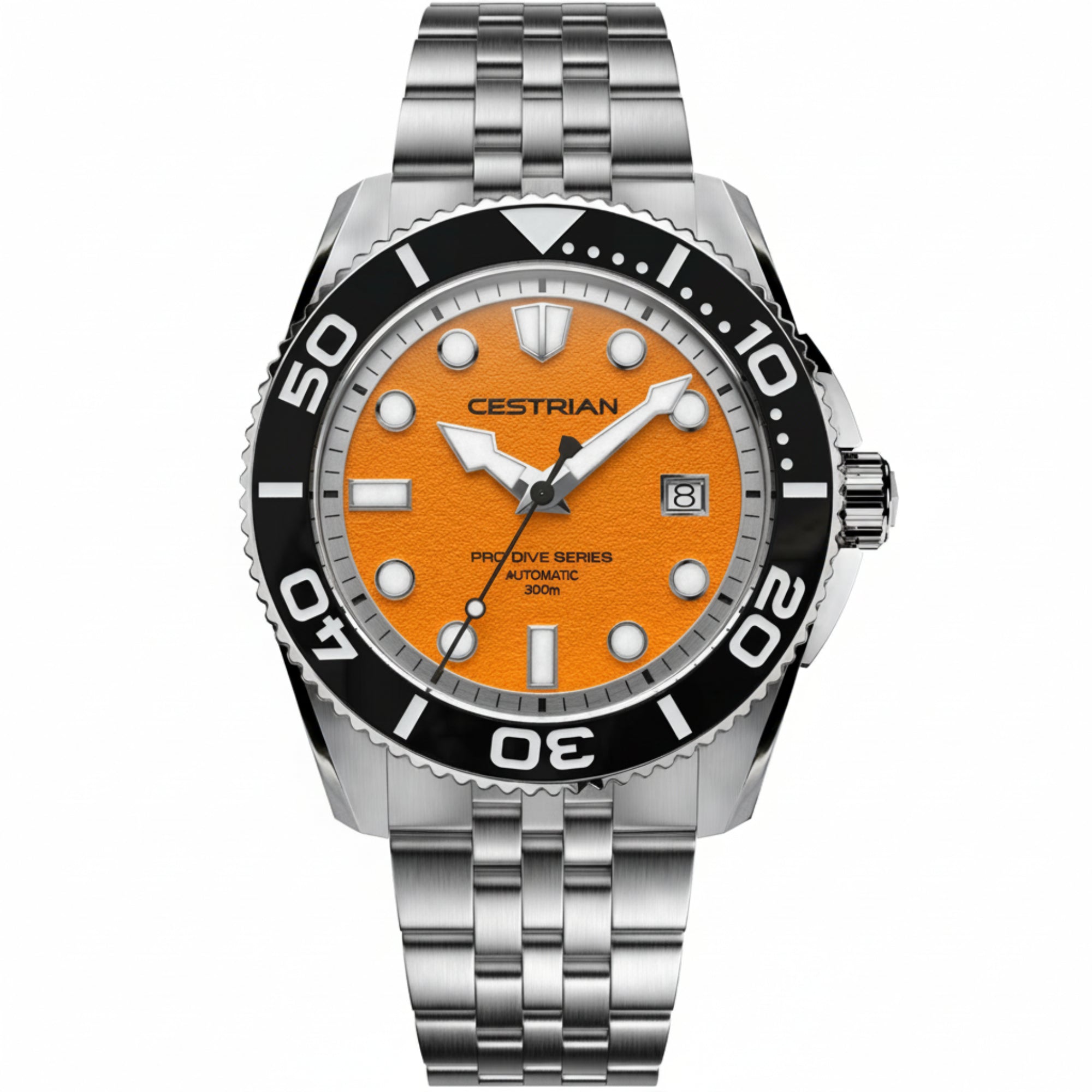 Cestrian Pro Dive Series Orange Dial Steel Bracelet Automatic 300m Men's Watch CP-ORB001