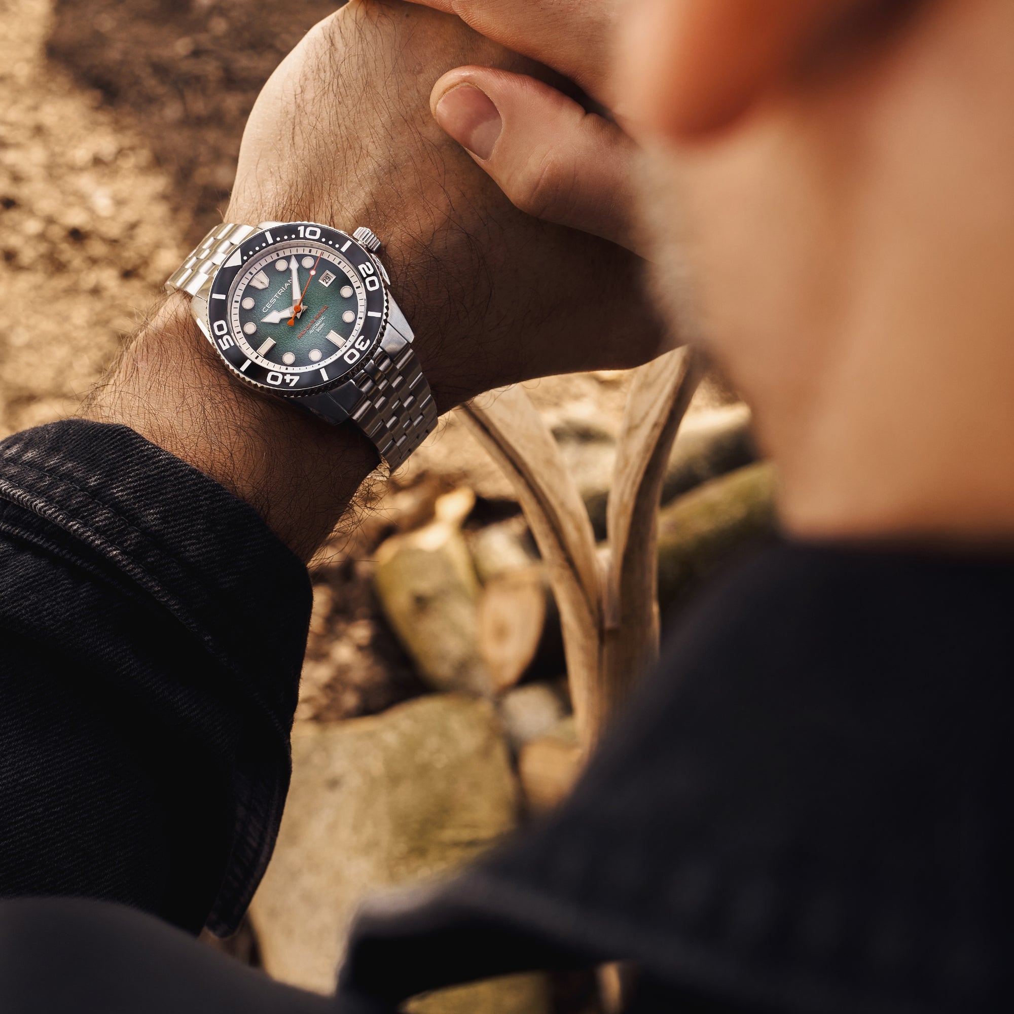 Cestrian Pro Dive Series Teal Fumé Dial Steel Bracelet Automatic 300m Men's Watch CP-TLB001