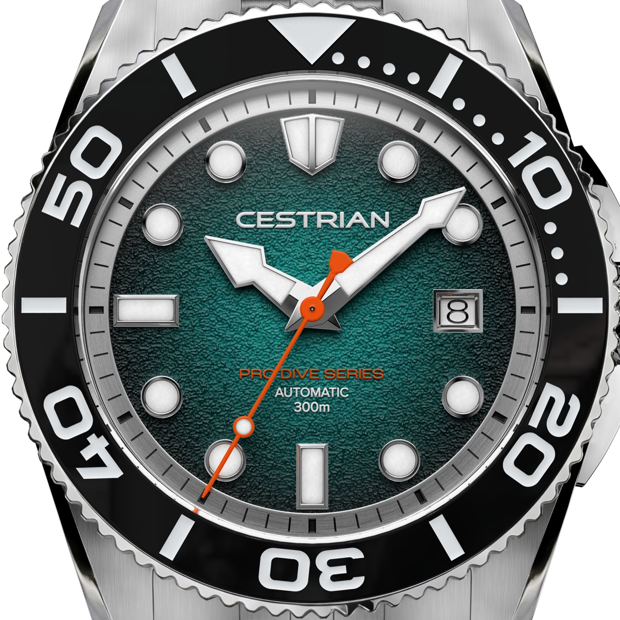 Cestrian Pro Dive Series Teal Fumé Dial Silicone Strap Automatic 300m Men's Watch CP-TLB002
