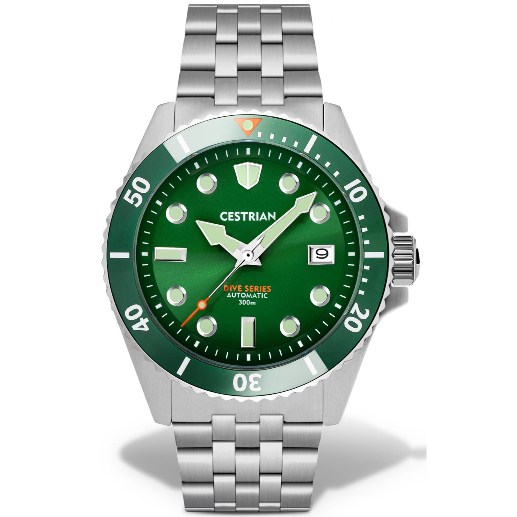 Cestrian Dive Series V2 Hulk Green Dial Green Ceramic Bezel Steel Bracelet Automatic Men's Watch CD311B0773