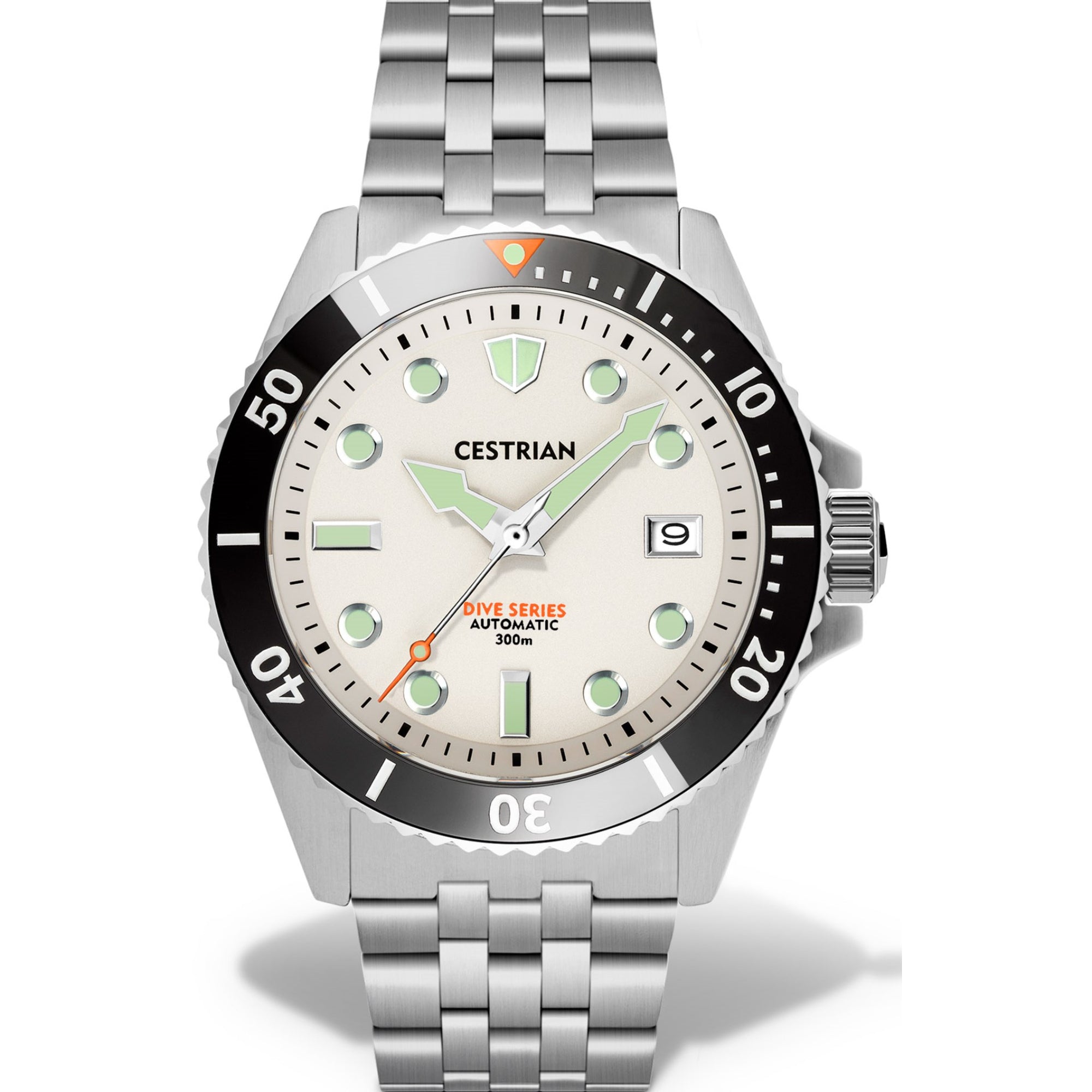 Cestrian Dive Series V2 White Dial Black Ceramic Bezel Steel Bracelet Automatic Men's Watch CD011B0771
