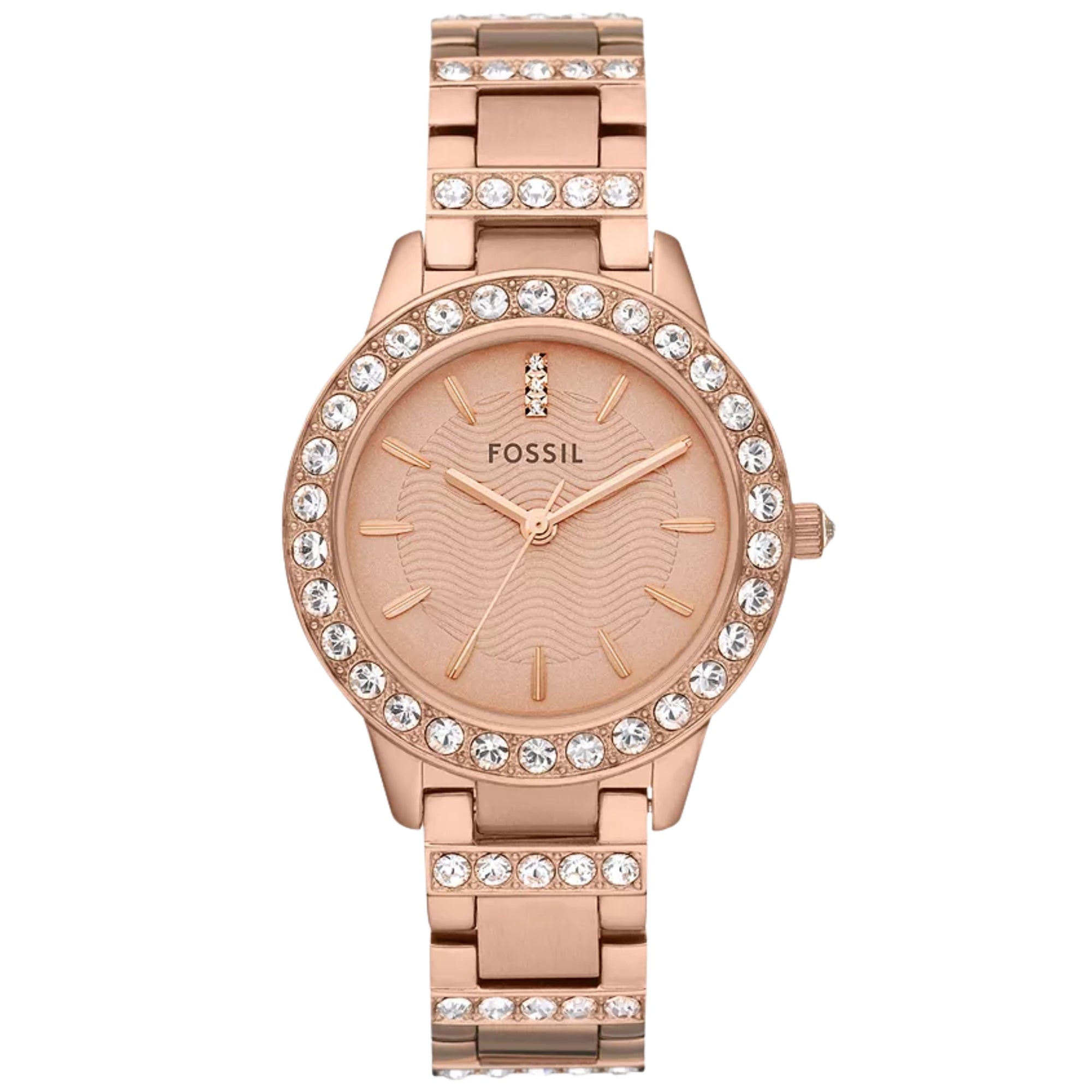 Fossil Jesse Rose 34mm Rose Gold Dial Steel Ladies Quartz Watch ES3020