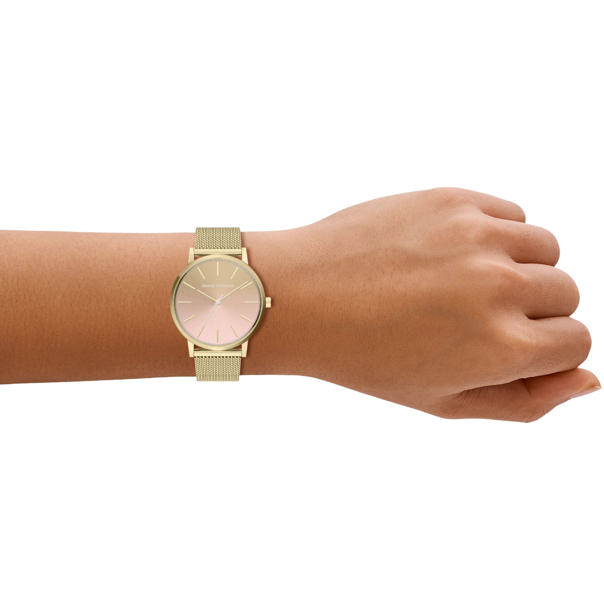 Armani Exchange Lola 36mm Pink Dial Steel Ladies Quartz Watch AX5619