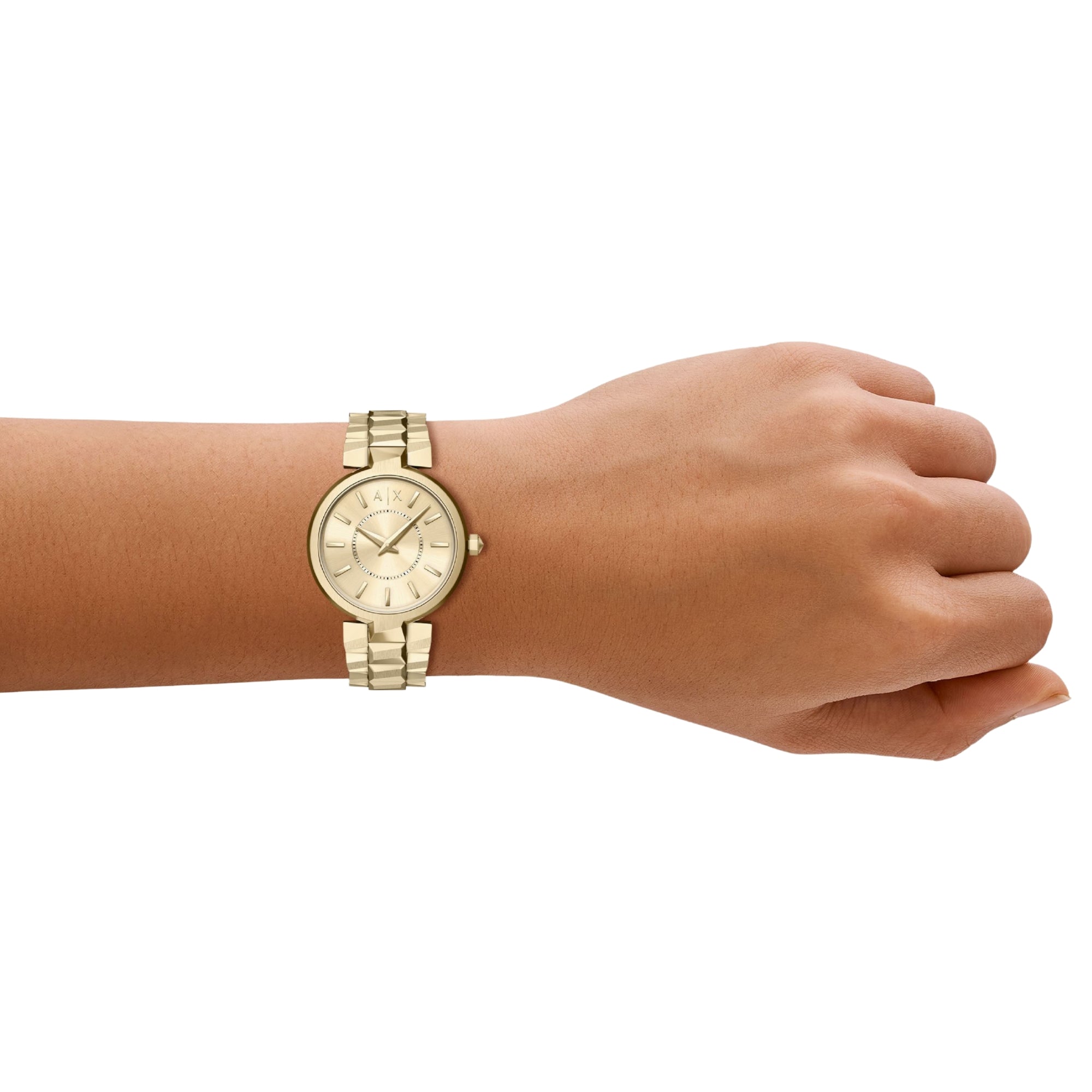 Armani Exchange Audelle 34mm Gold Dial Steel Quartz Watch AX4407