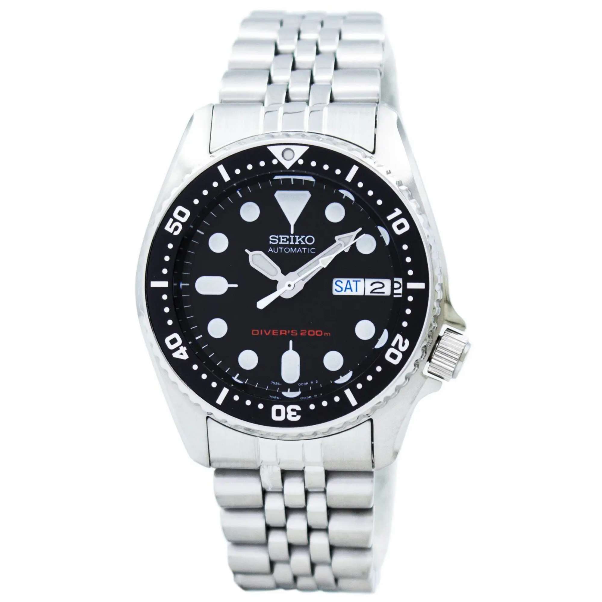 Seiko Divers Automatic Black Dial Stainless Steel Jubilee Bracelet Men's Watch SKX013K2 - WatchNation