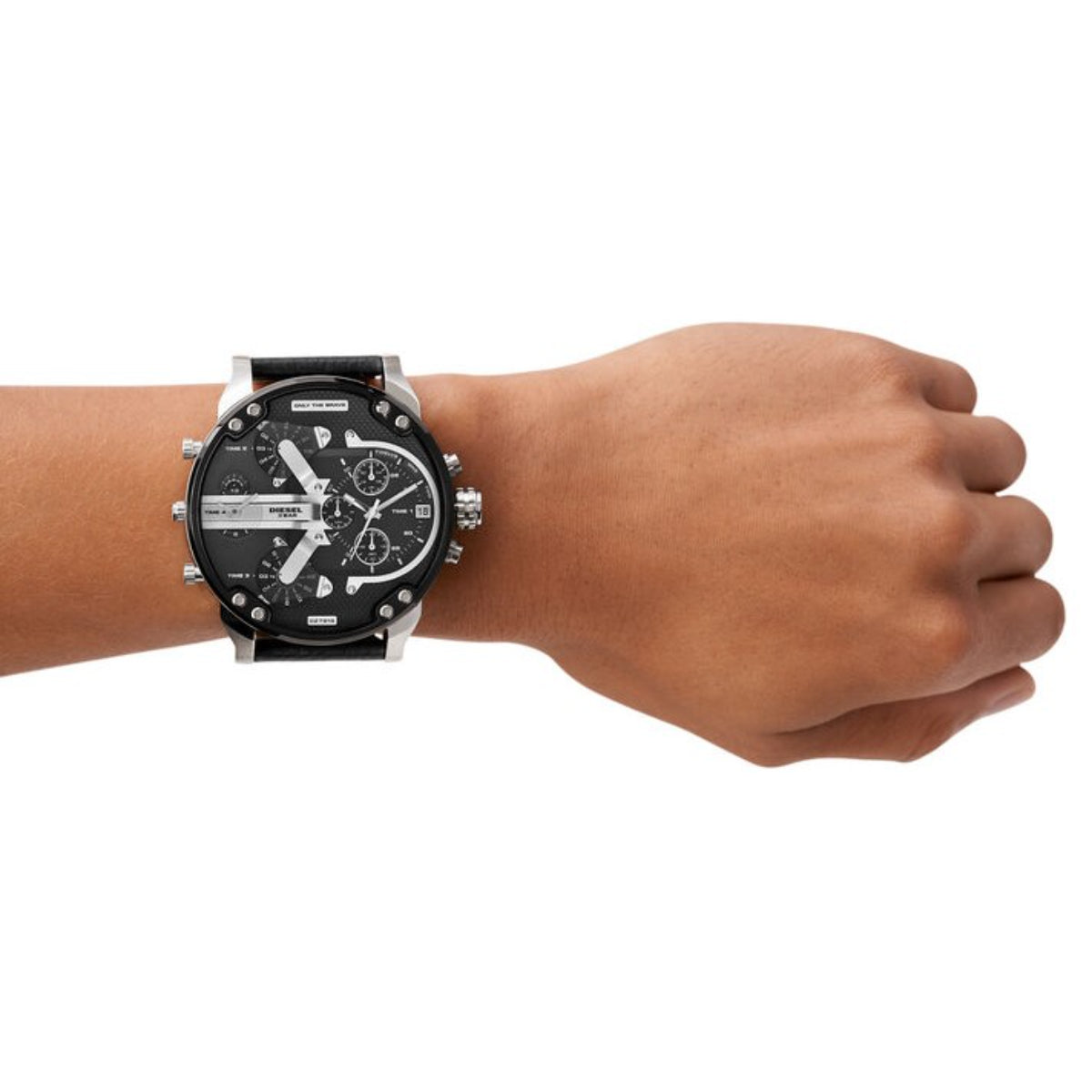 Diesel Mr. Daddy 2.0 Multifunction Black Dial Leather Strap Men's Watch DZ7313