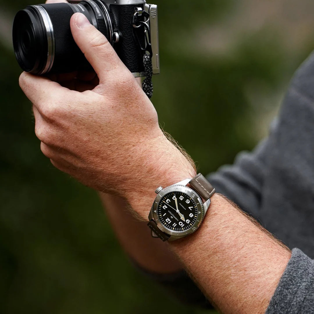 Hamilton Khaki Field Expedition Auto Black Dial Leather Strap Unisex Watch H70225830