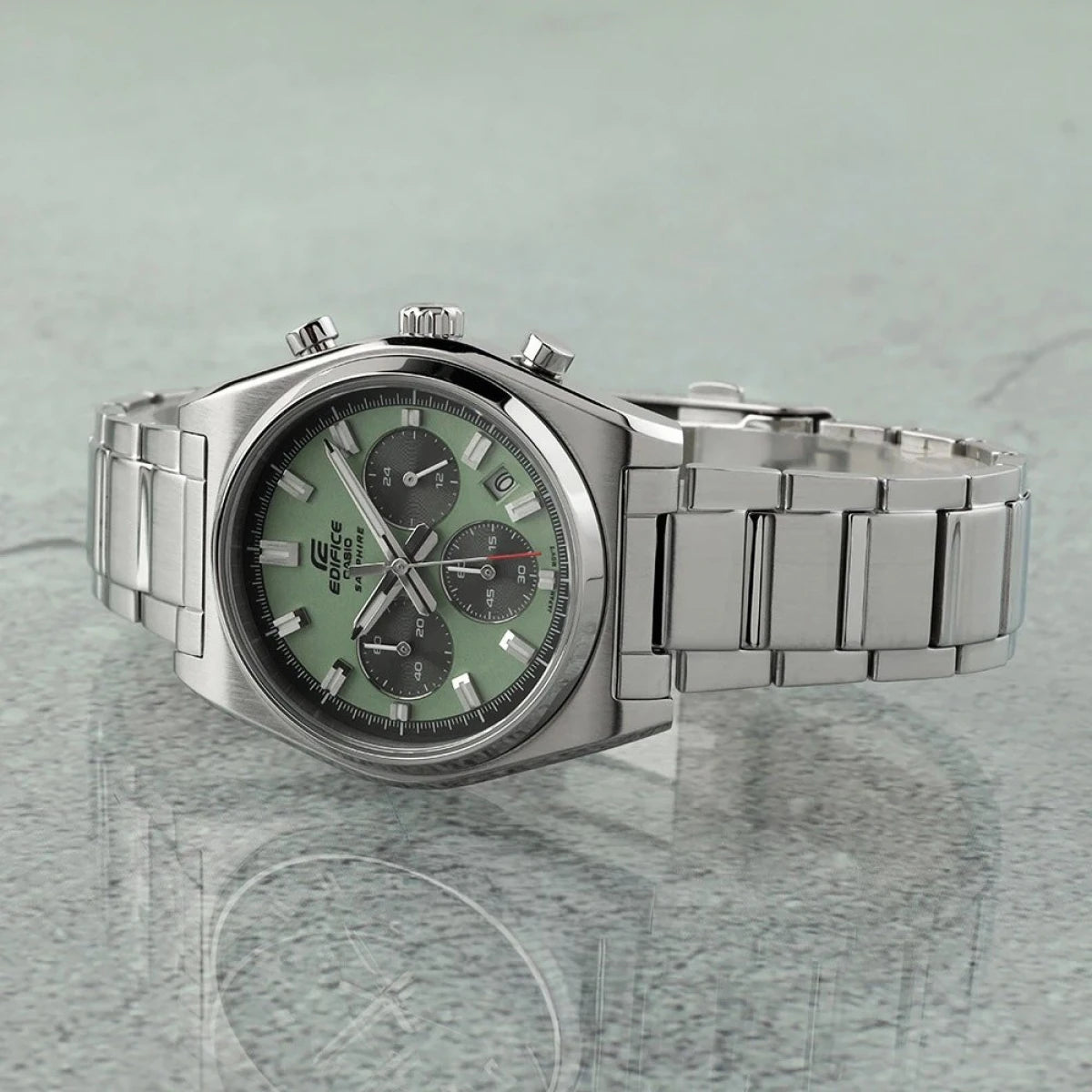 Casio Edifice Classic Chronograph Green Dial Steel Strap Men's Watch EFB-730D-3AVUEF