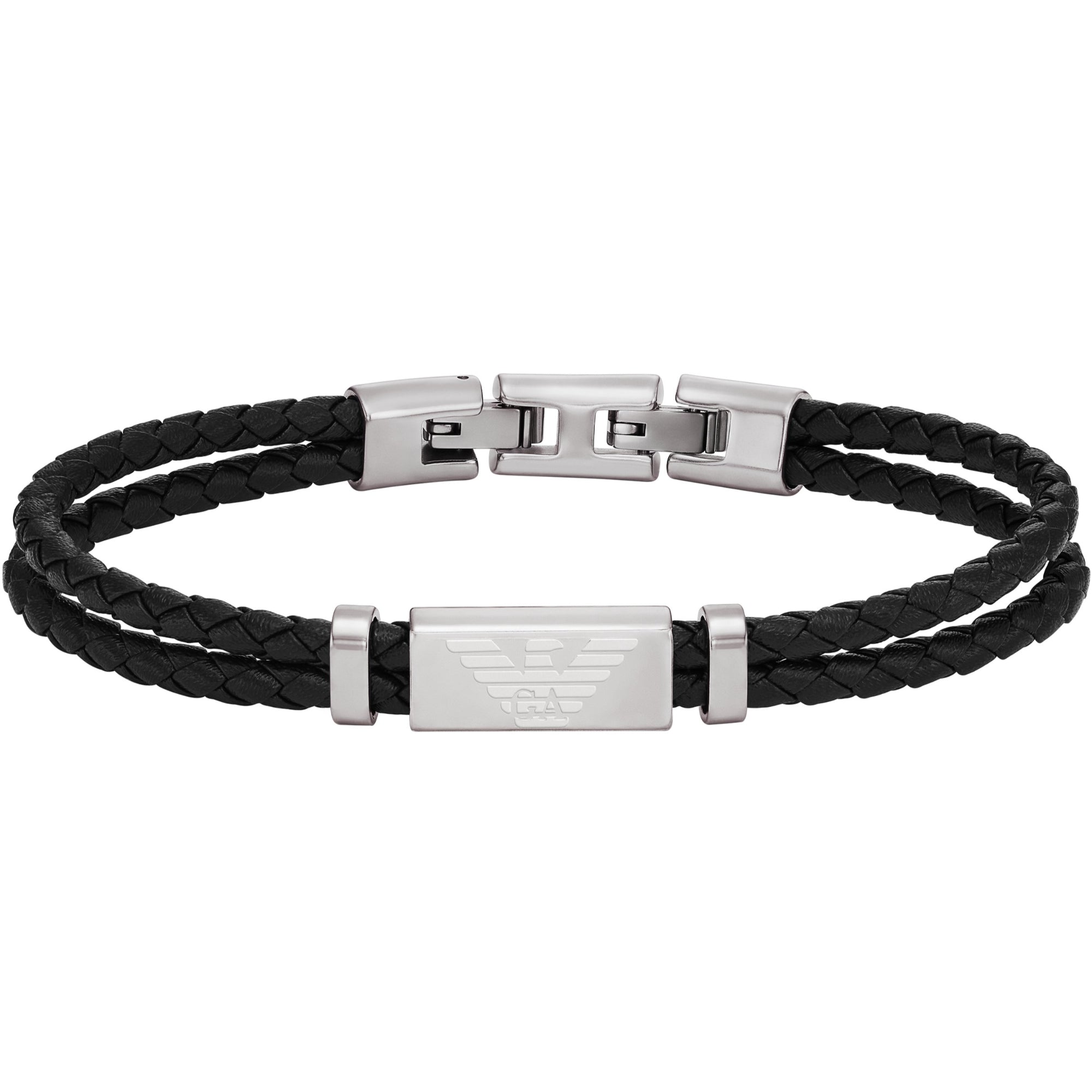 Emporio Armani Black Leather ID Men's Bracelet EGS3122040