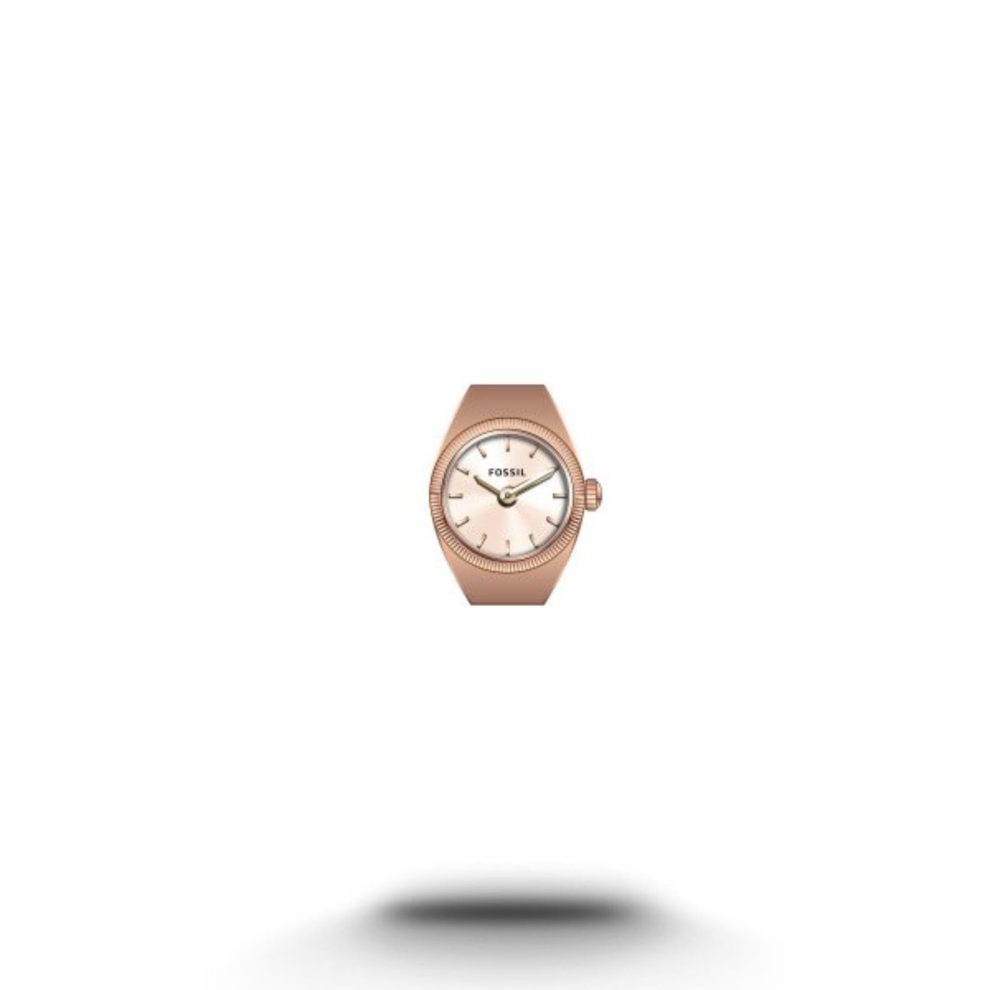 Fossil Ring Two-Hand Rose Gold-Tone Dial Steel Strap Ladies Watch ES5247