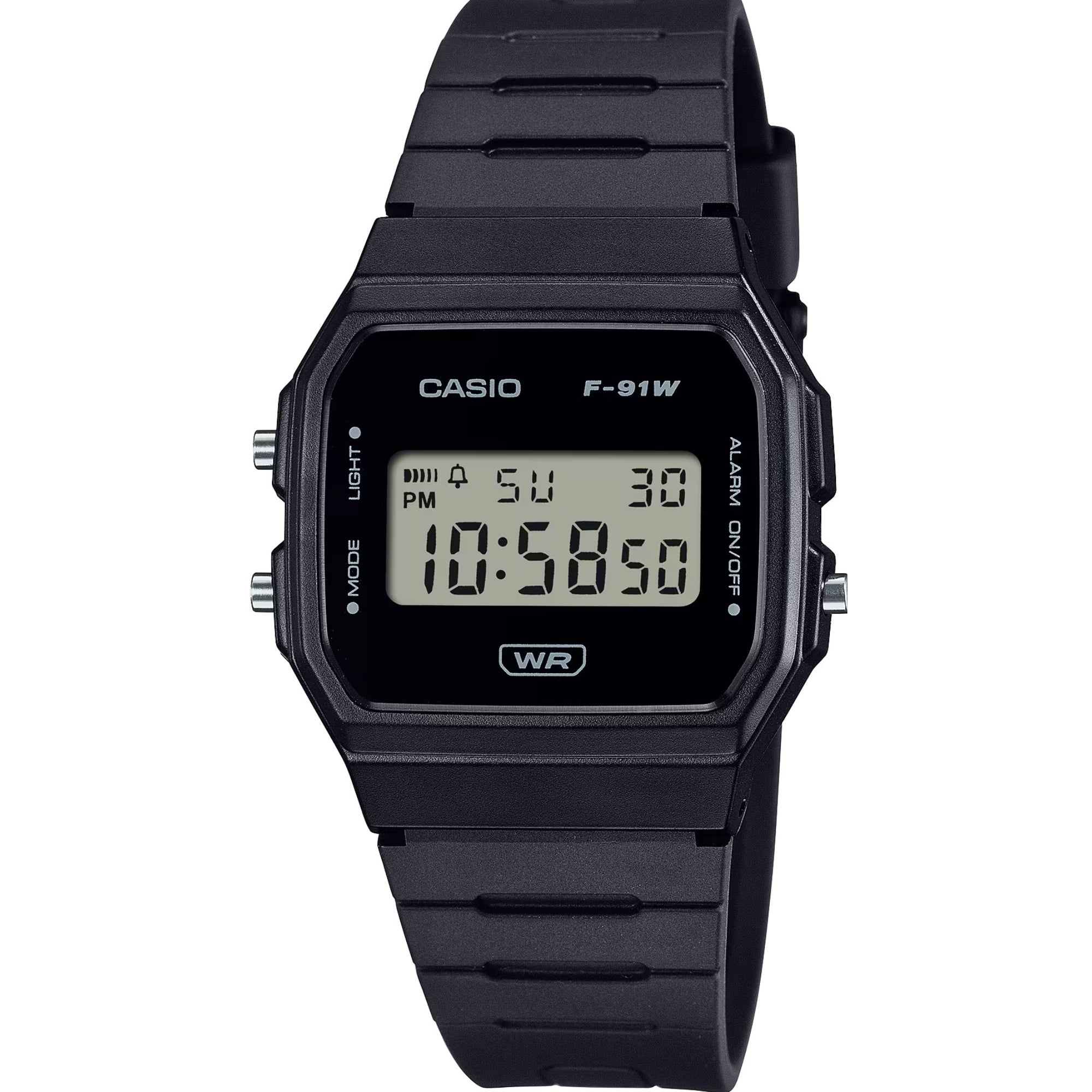 Casio Timeless Collection Digital Black Resin Strap Unisex Watch F-91WB-1AEF