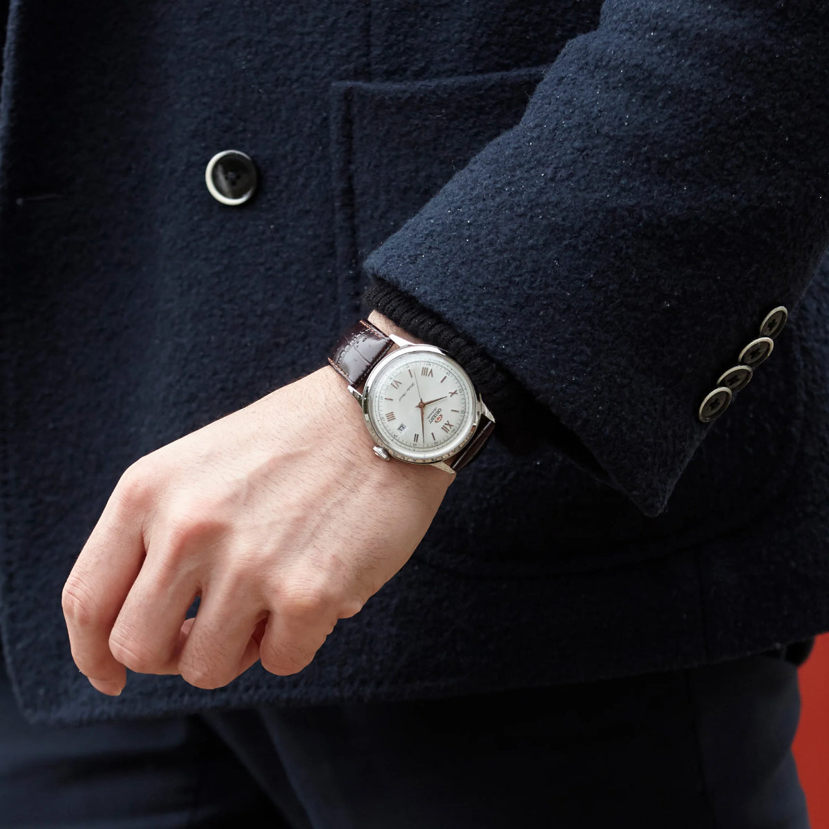 Orient Bambino II Classic Vintage Style Automatic Champagne Dial Leather Strap Men’s Dress Watch TAC00009N0