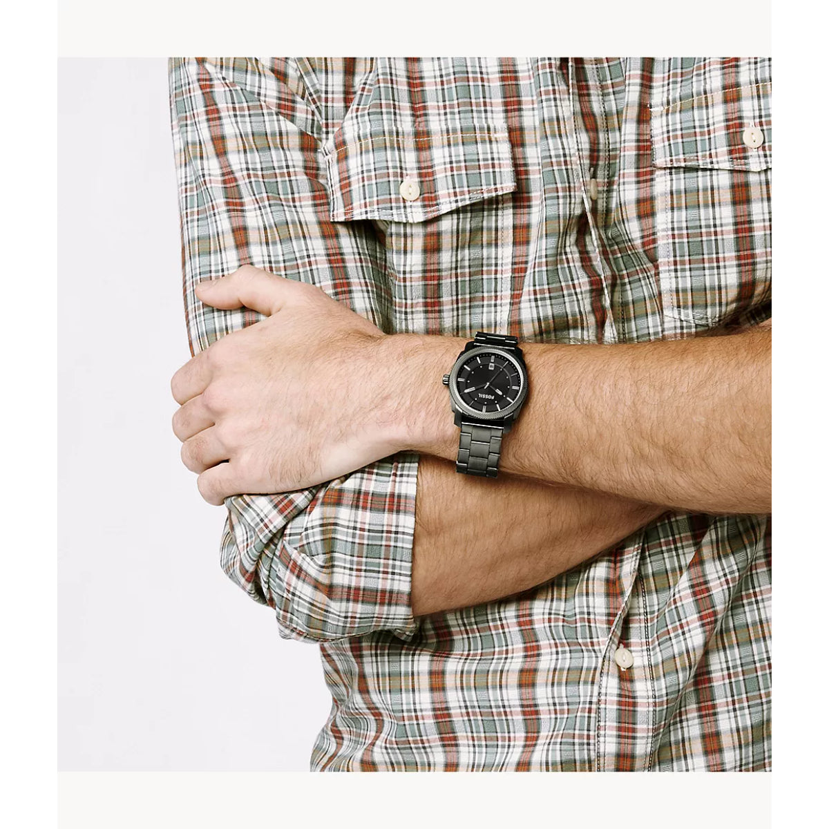 Fossil Machine Smoke Black Dial Steel Strap Men's Watch FS4774