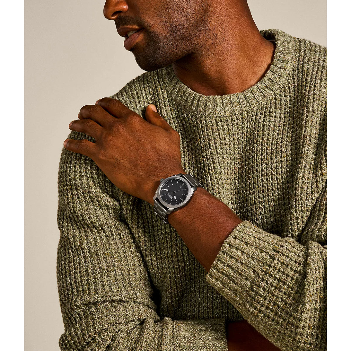 Fossil Machine Smoke Black Dial Steel Strap Men's Watch FS4774