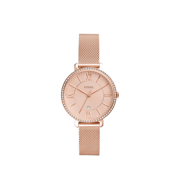 Fossil Jacqueline Date Rose Gold-Tone Stainless Steel Rose Gold Dial Women’s Watch ES4628