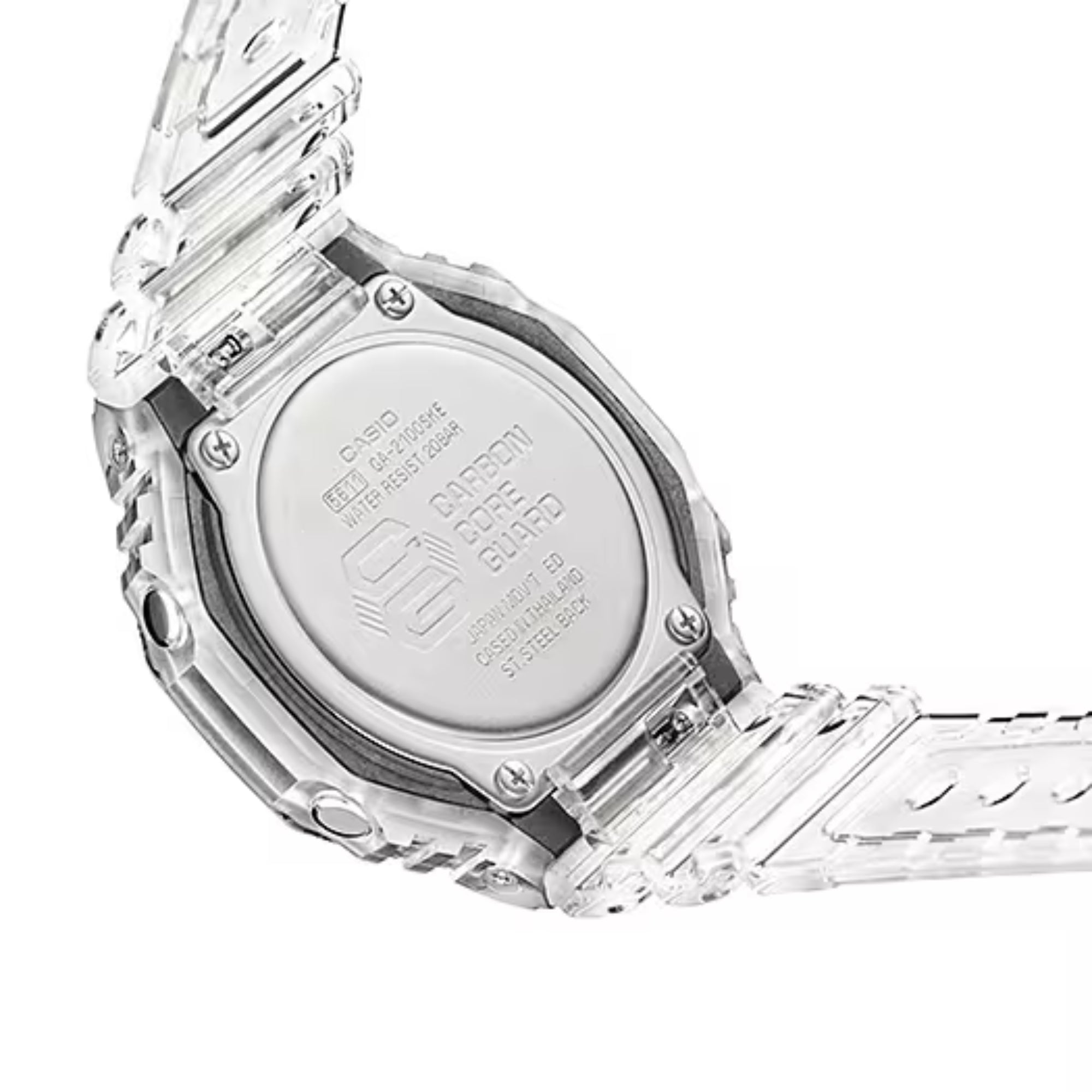Casio G-Shock Octagon Series ‘CasiOak’ Quartz Digital Transparent Resin Strap Men's Watch GA-2100SKE-7AER