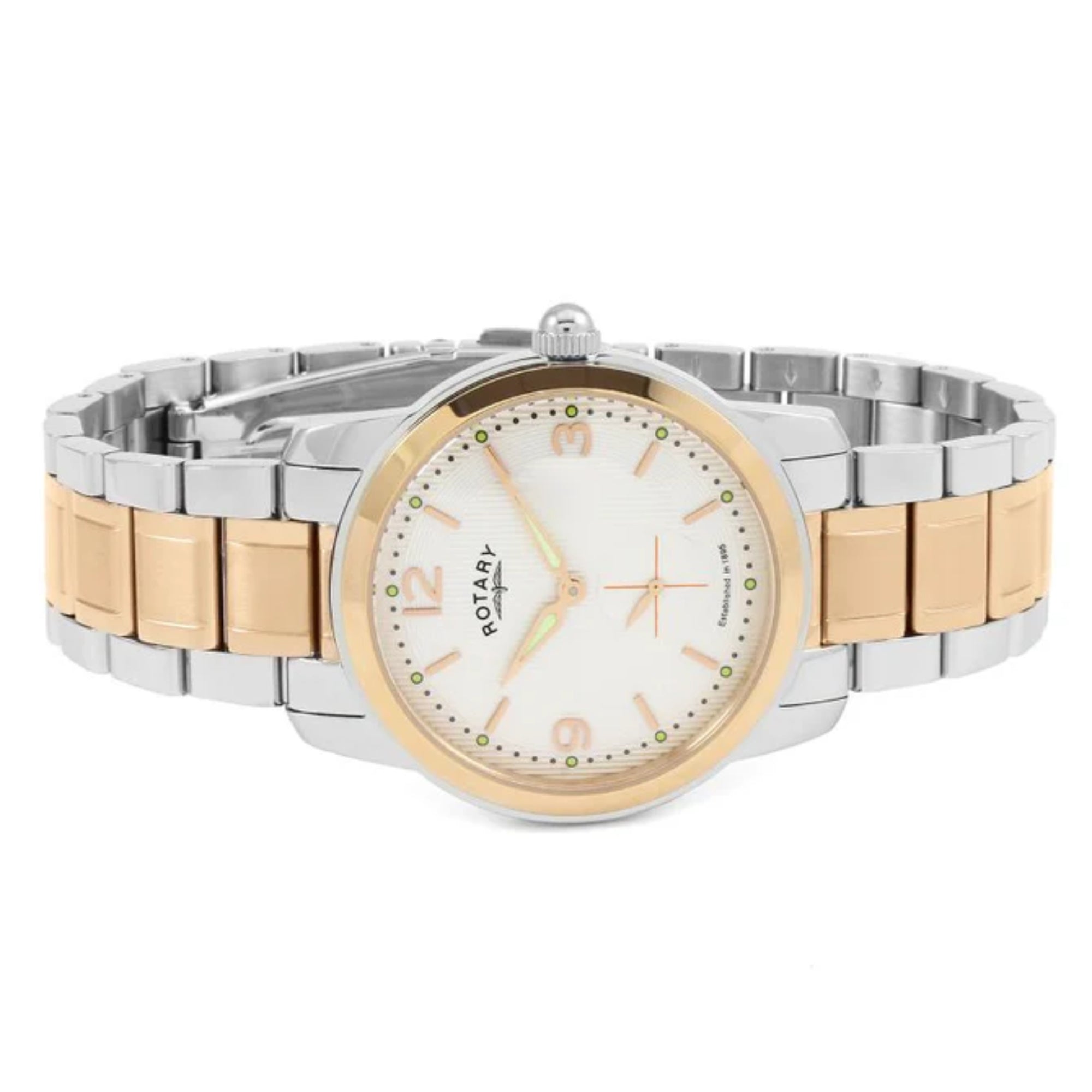 Rotary Cambridge Two Tone Strap Rose Gold Stainless Steel Case Men's Watch GB02701/01