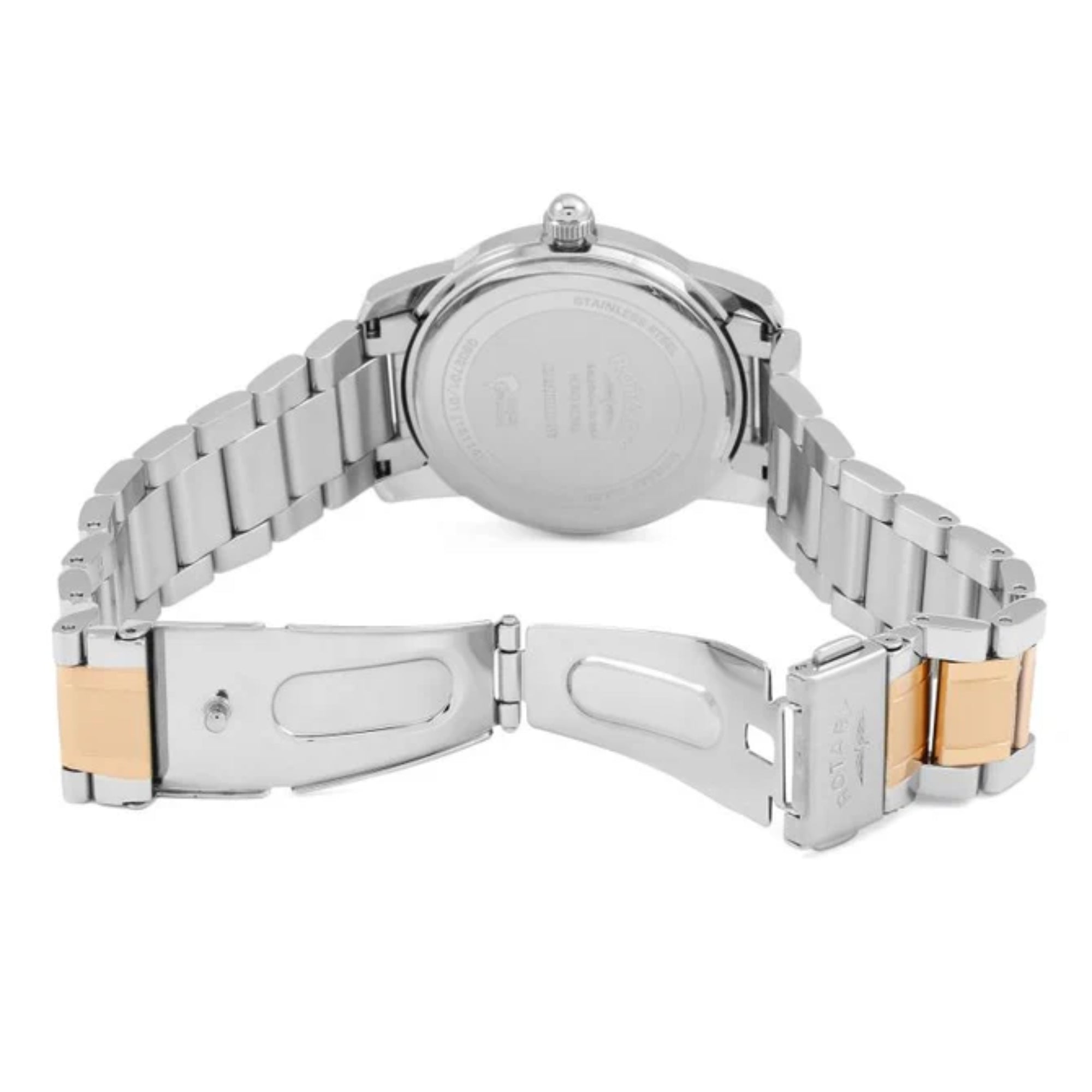 Rotary Cambridge Two Tone Strap Rose Gold Stainless Steel Case Men's Watch GB02701/01