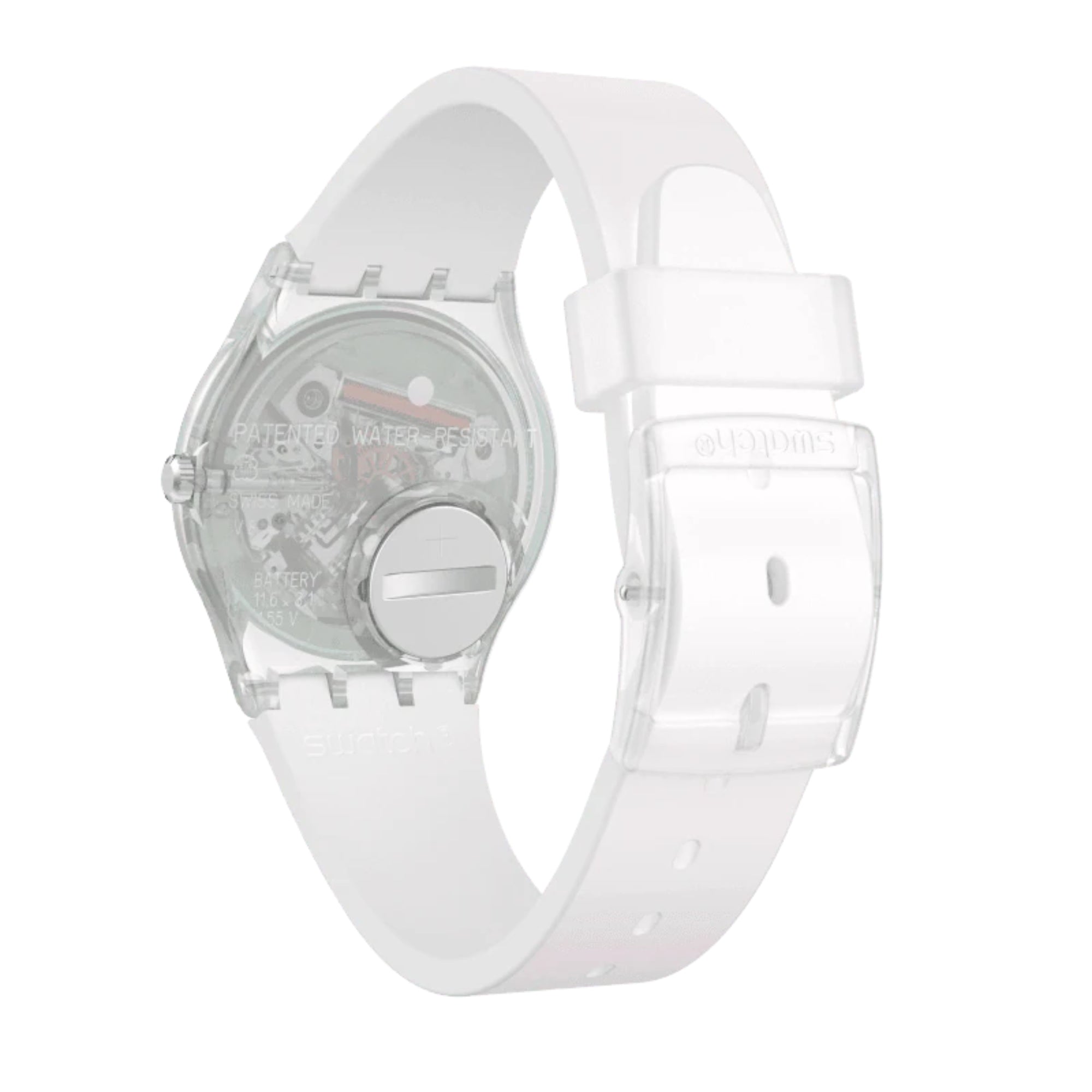 Swatch Ultrarose White Dial Silicone Strap Unisex Watch GE714