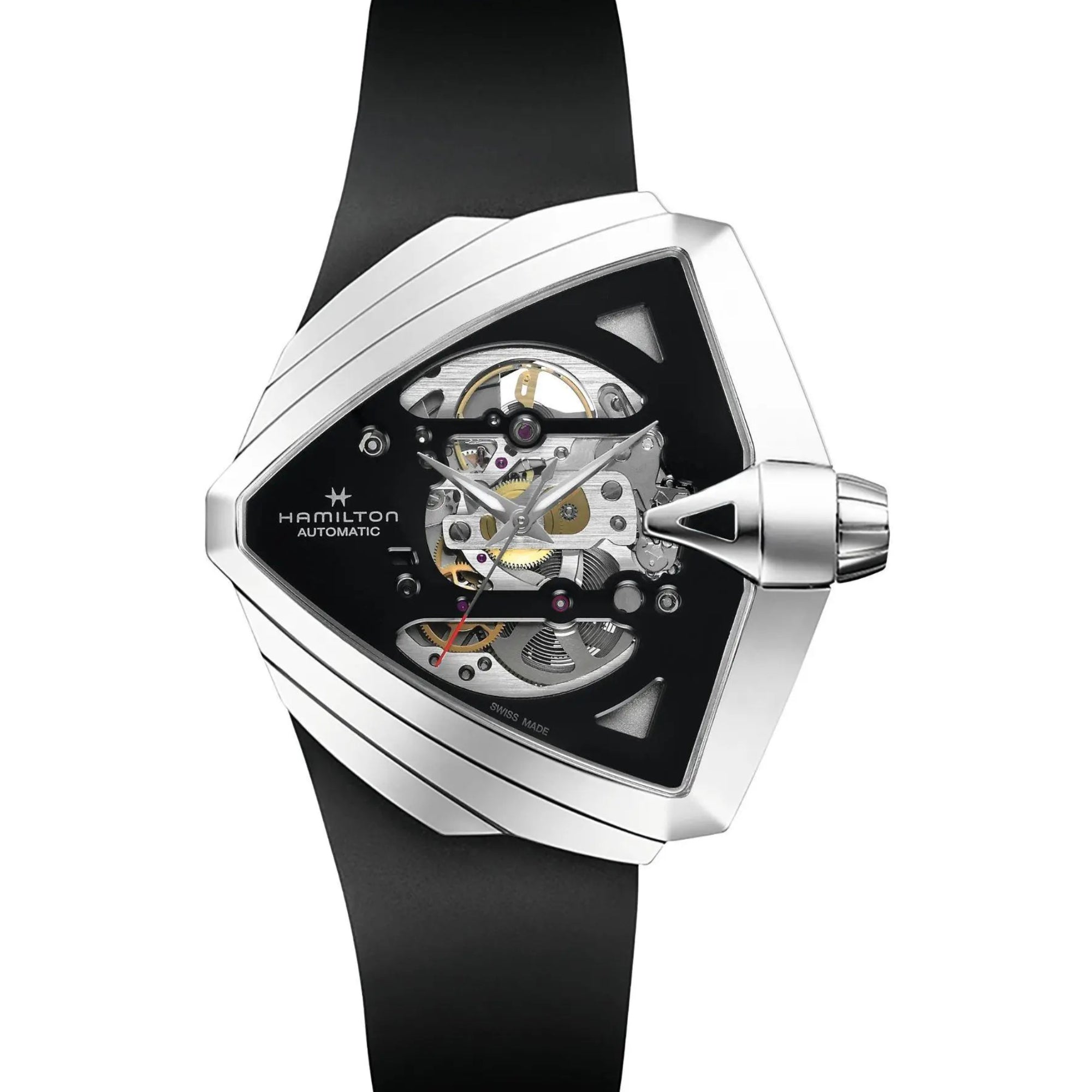 Hamilton Ventura XXL Skeleton Auto Black Dial Rubber Strap Men's Watch H24625330