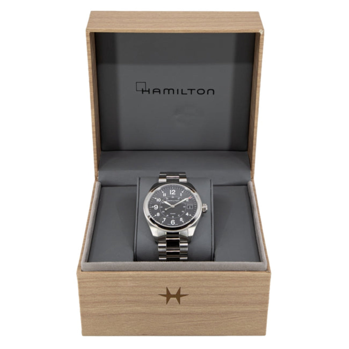 Hamilton Khaki Field Quartz Black Dial Stainless Steel Bracelet Men’s Watch H68551933