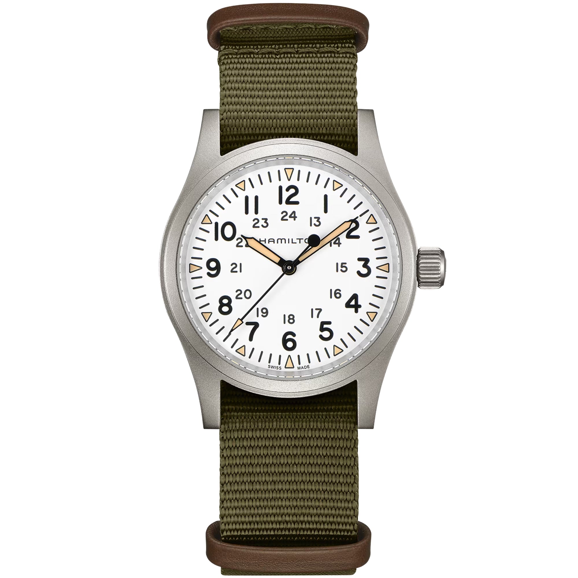 Hamilton Khaki Field 38mm White Dial NATO Mens Mechanical Watch H69439411