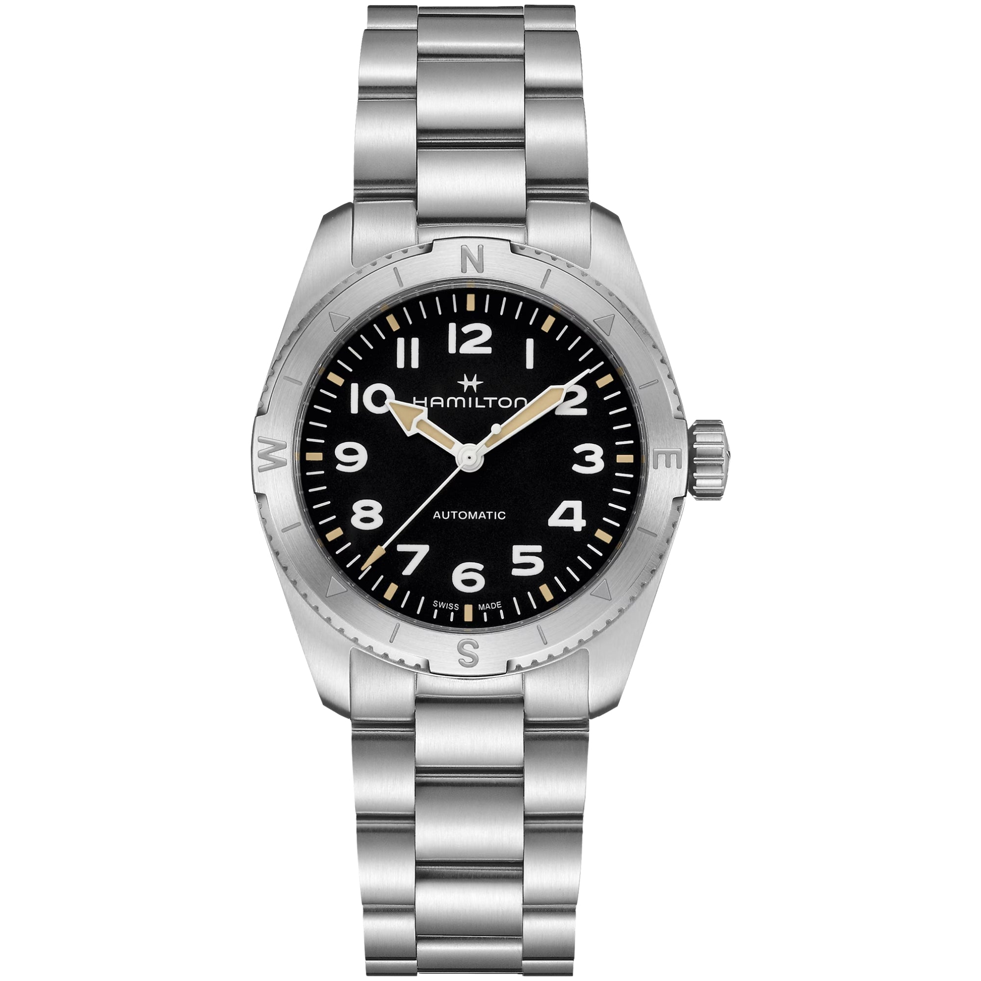 Reloj automático para hombre Hamilton Khaki Field Expedition, esfera negra de 37 mm, acero H70225130