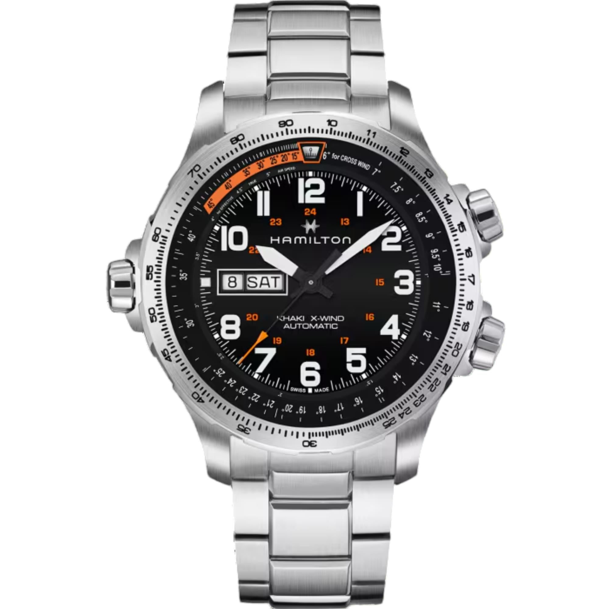 Hamilton Khaki Aviation X-Wind Automatic Black Dial Steel Strap Men's Watch H77755133