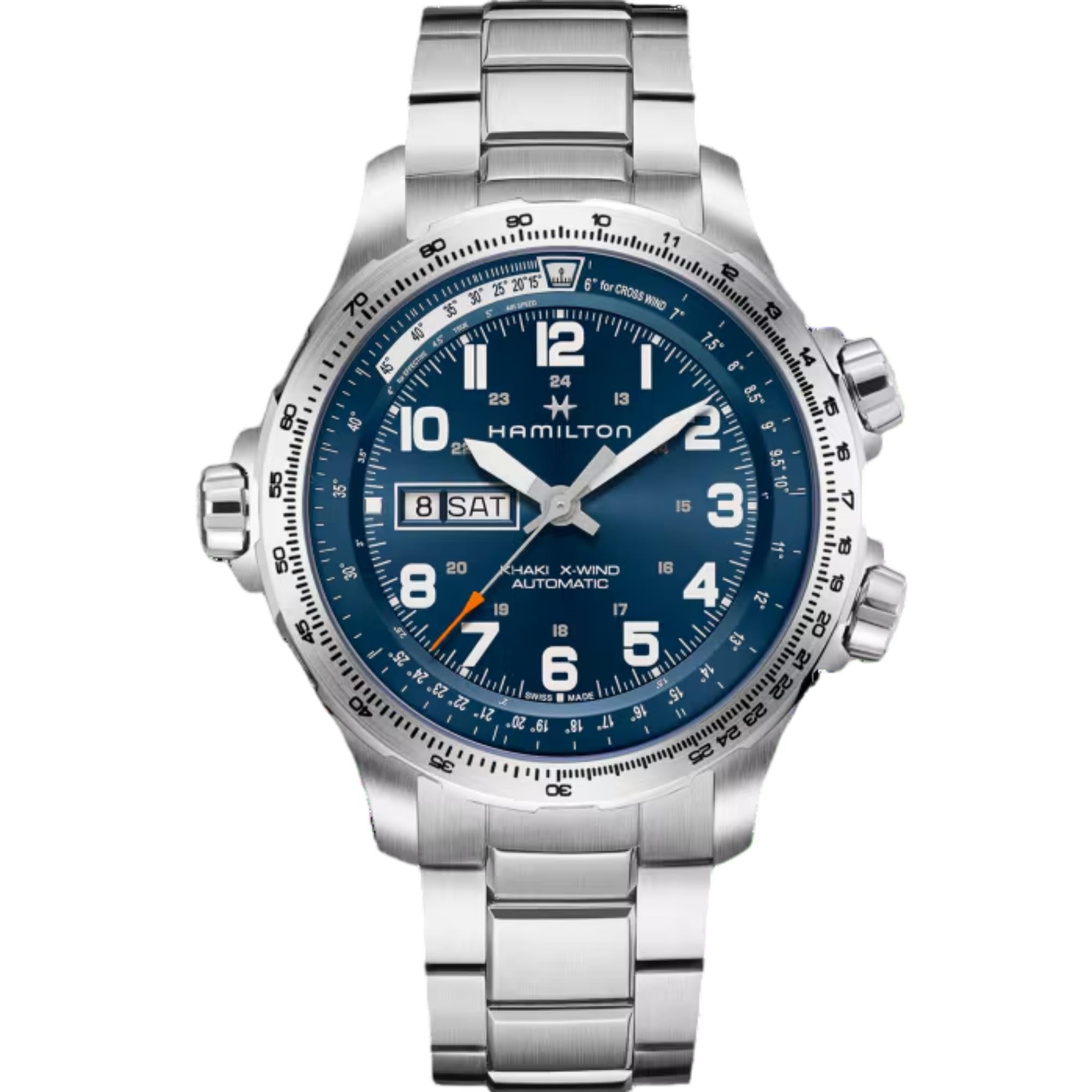 Hamilton Khaki Aviation X-Wind Automatic Blue Dial Steel Strap Men's Watch H77765141
