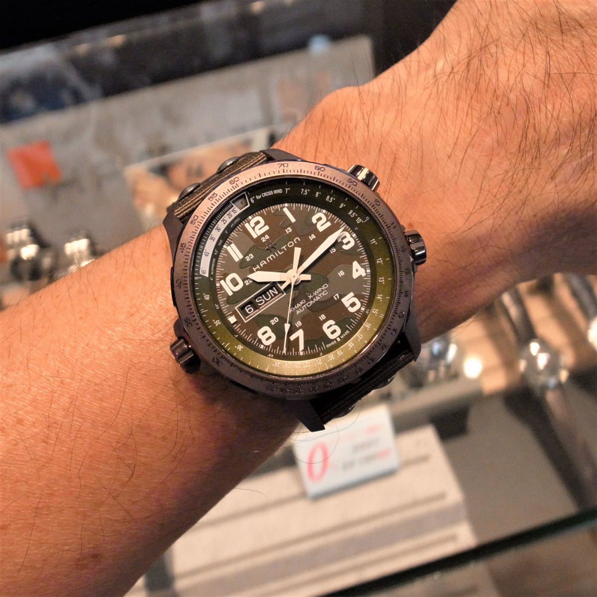 Hamilton Khaki Aviation X-Wind Automatic Green Dial NATO Strap Men's Watch H77775960