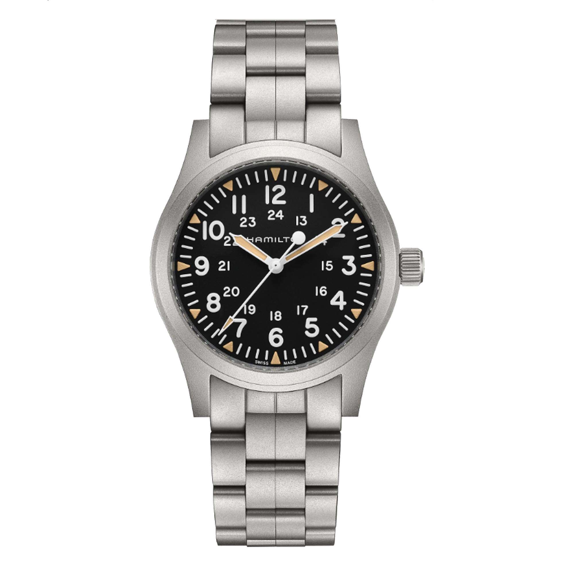 Hamilton Khaki Field Mechanical Black Dial Stainless Steel Bracelet Men's Watch H69529133