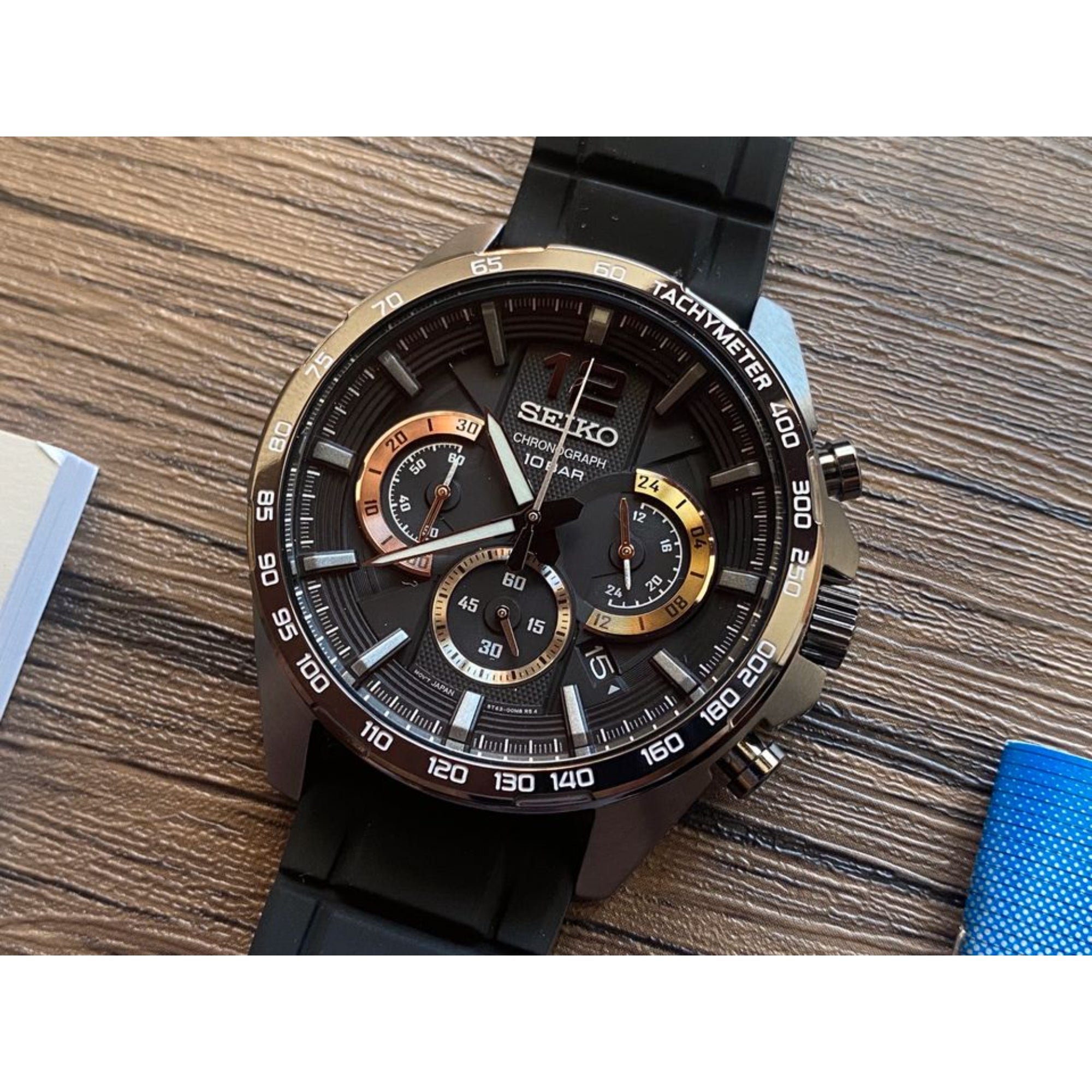 Seiko Conceptual Chronograph Black Dial Silicone Strap Men's Watch SSB349P1