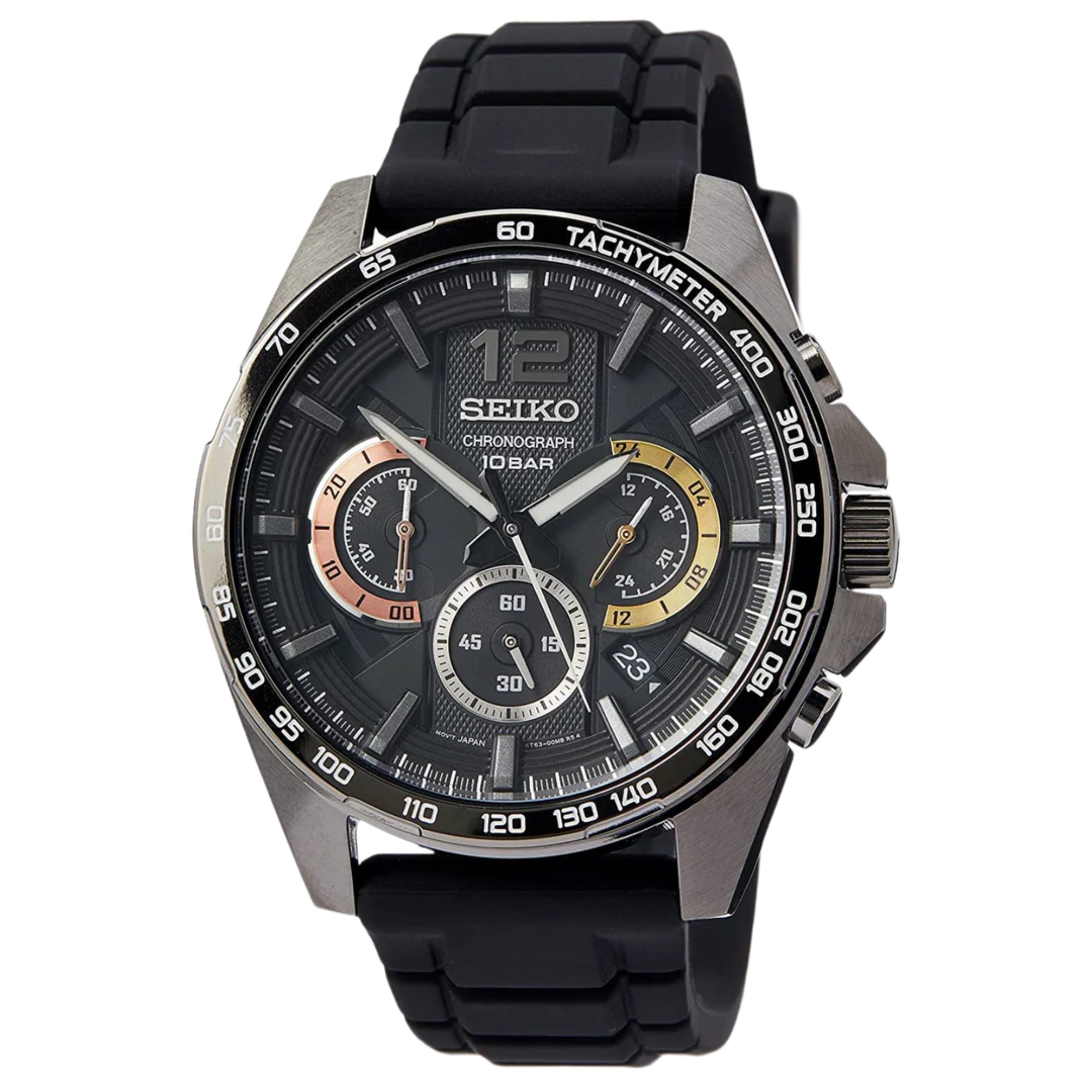Seiko Conceptual Chronograph Black Dial Silicone Strap Men's Watch SSB349P1