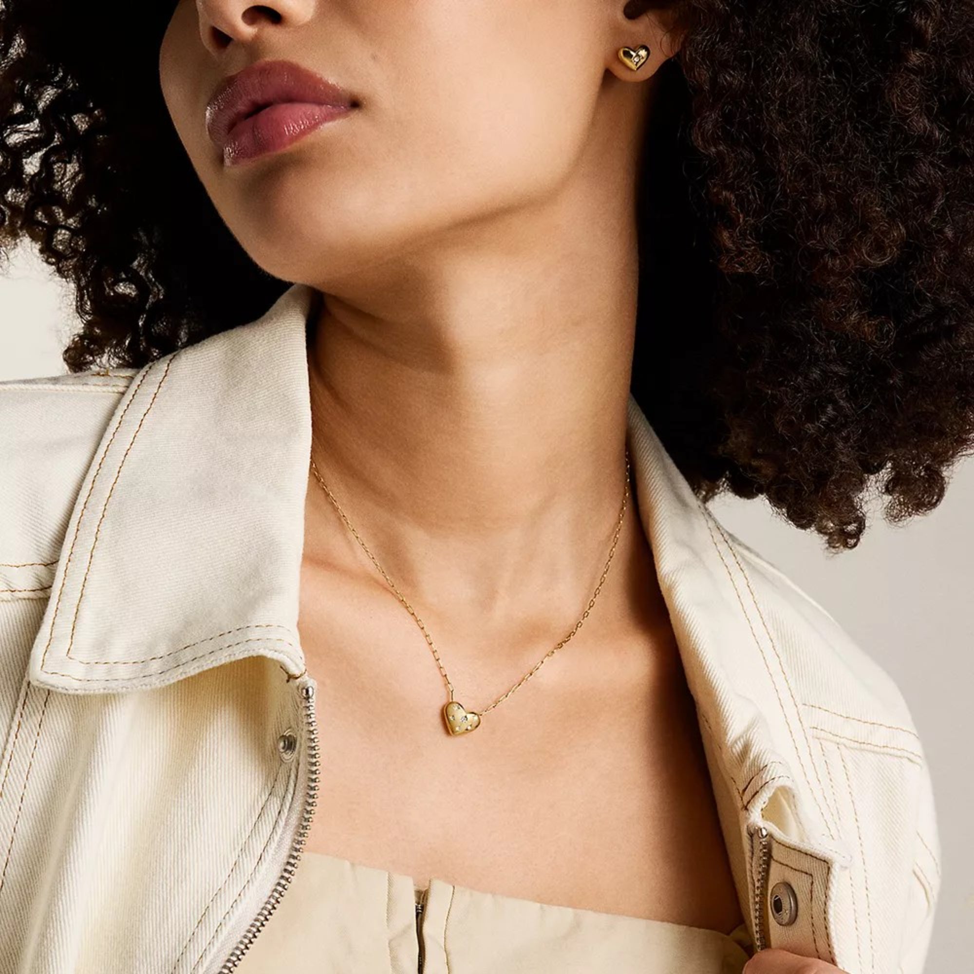 Fossil Sadie All My Love Gold-Tone Steel Heart Pendant Necklace JF04856710