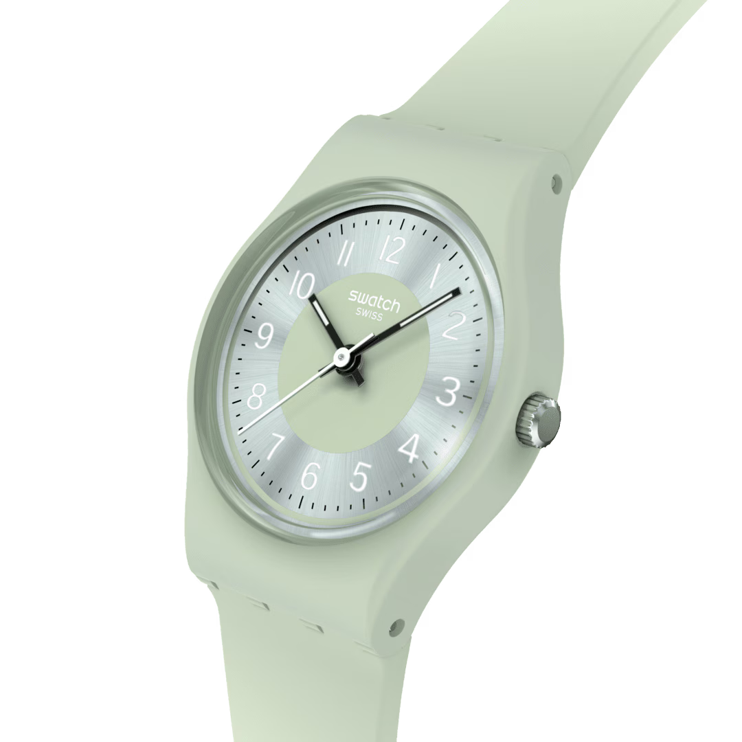 Swatch Serenity of Sage Green Dial Silicone Strap Unisex Watch LG131