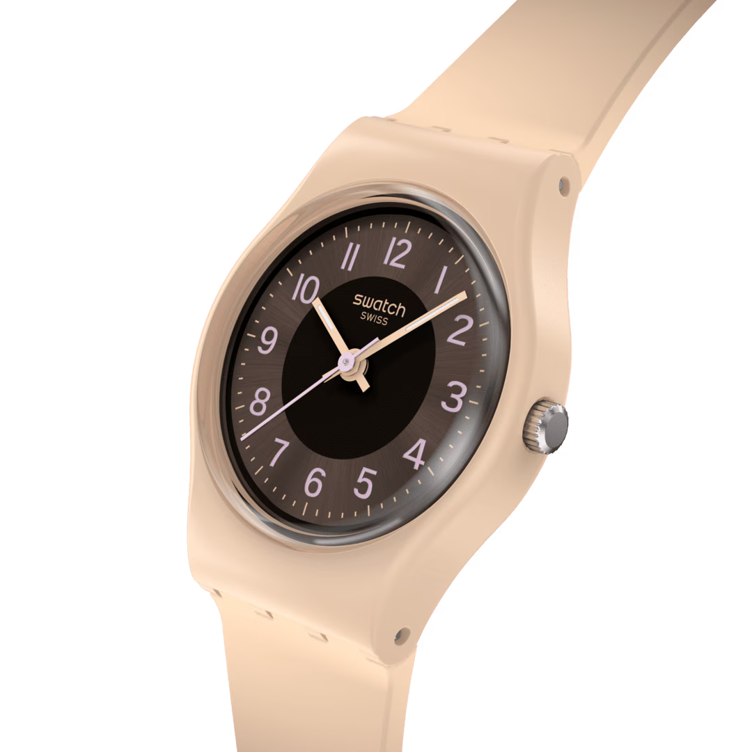 Swatch Espresso Charm Brown Dial Silicone Strap LT104