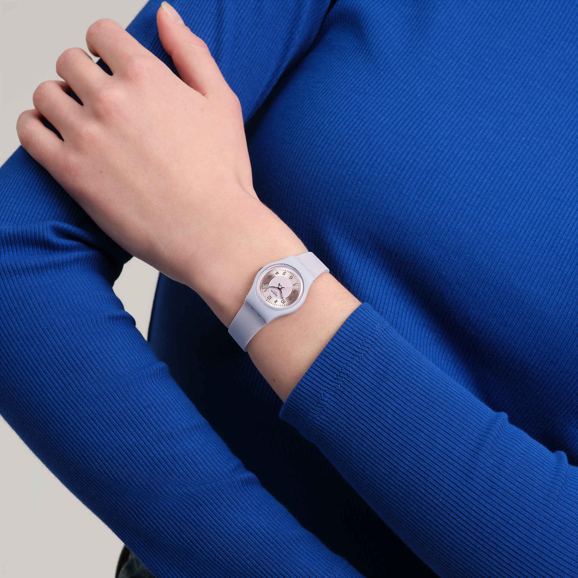 Swatch Lilac Lightness Purple Dial Silicone Strap Unisex Watch LV121