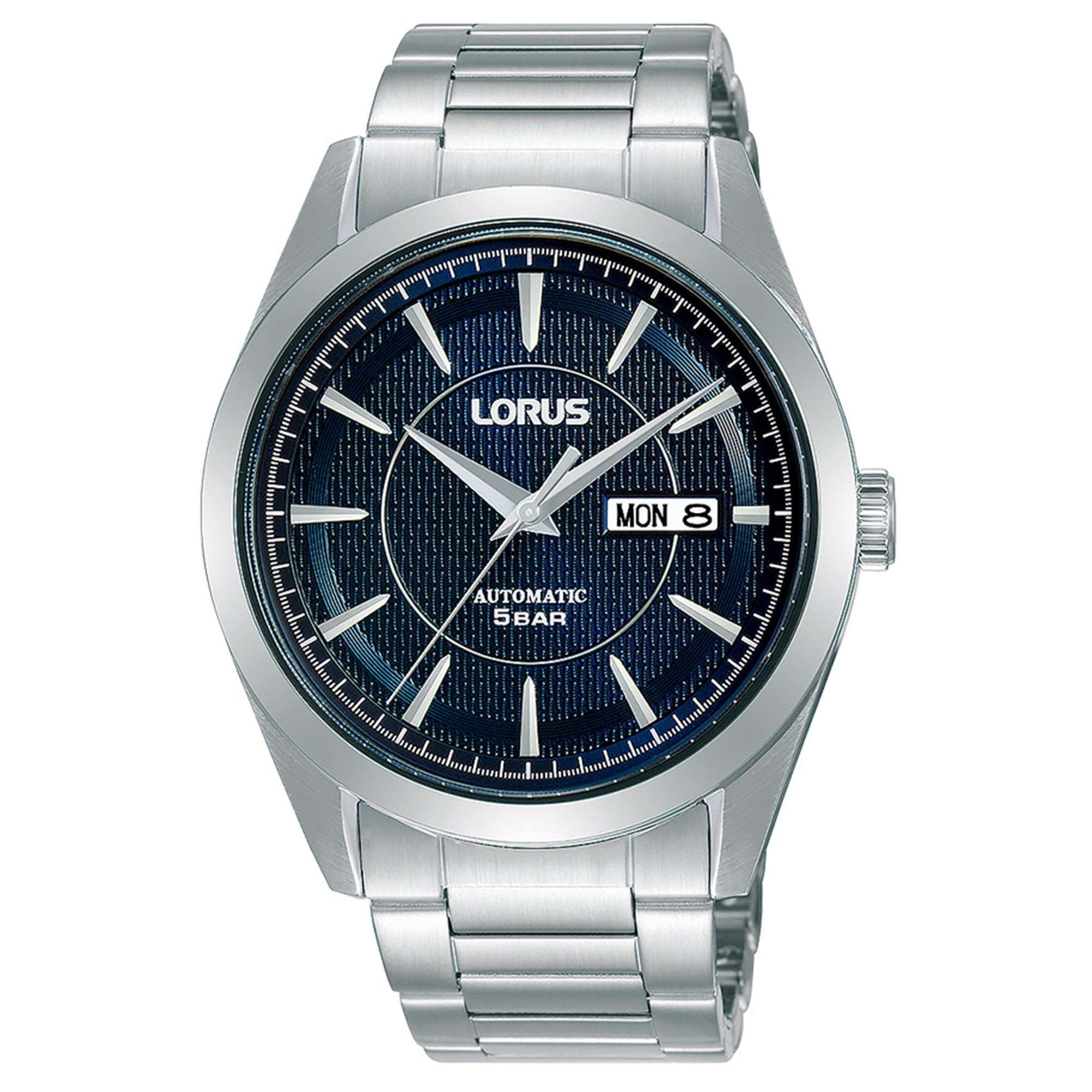 Lorus Classic Automatic Blue Dial Day Date Steel Bracelet Men's Watch RL437AX9