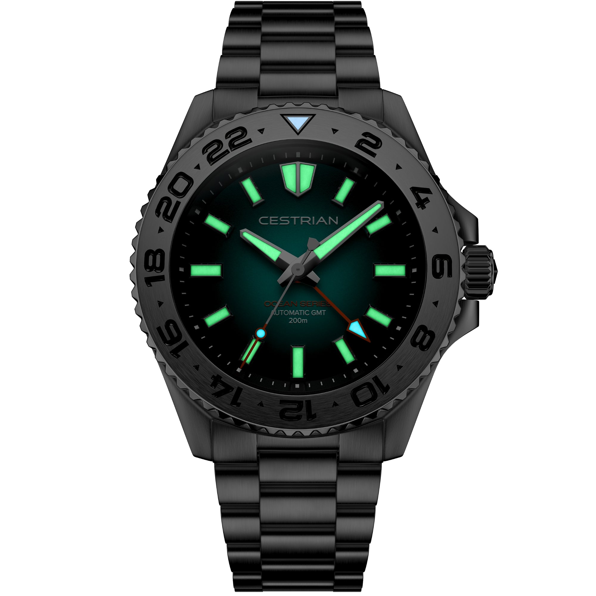 Cestrian Ocean Series Green Fumé Dial Steel Bracelet Automatic GMT Men's Watch CO-BGS001
