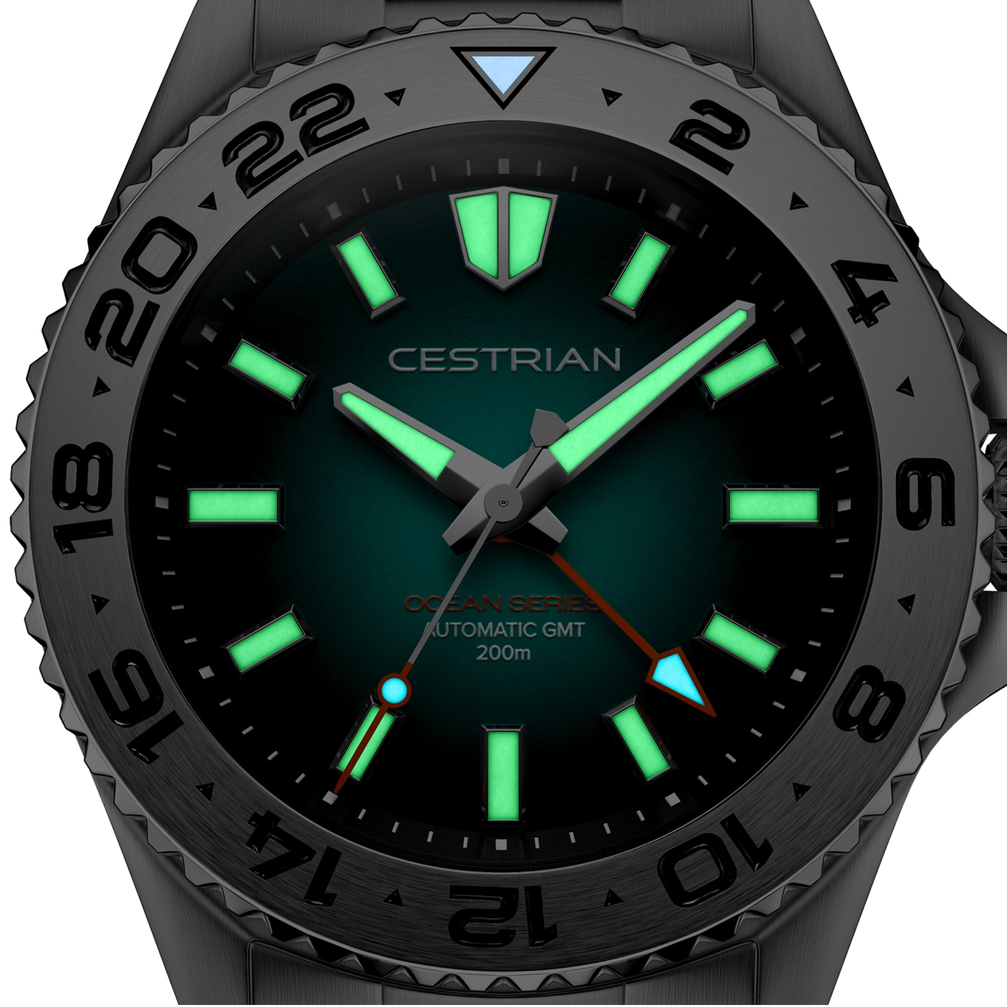 Cestrian Ocean Series Silver White Dial Steel Bracelet Automatic GMT Men's Watch CO-SWS001