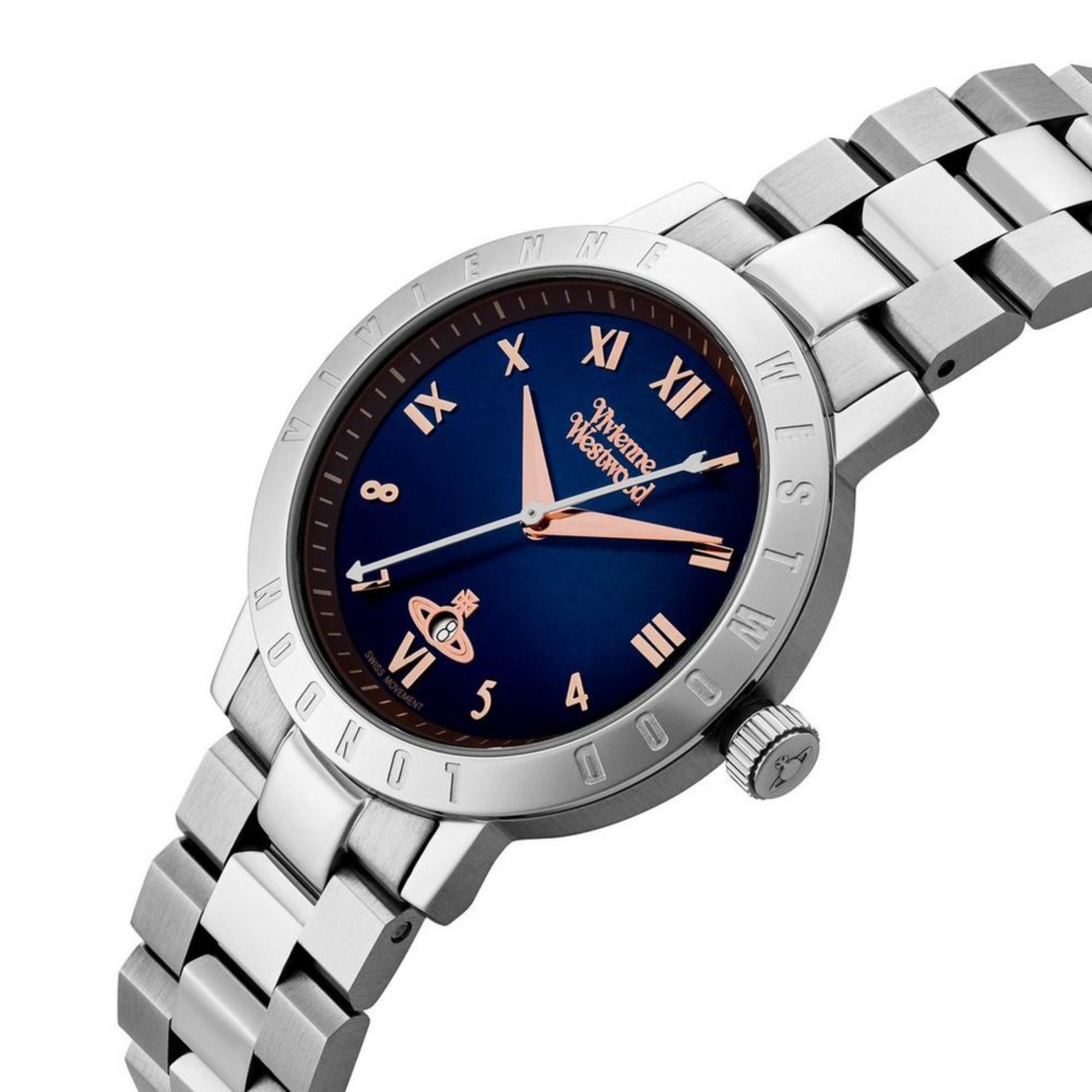 Vivienne Westwood Bloomsbury Blue Dial Steel Strap Women's Watch VV152NVSL