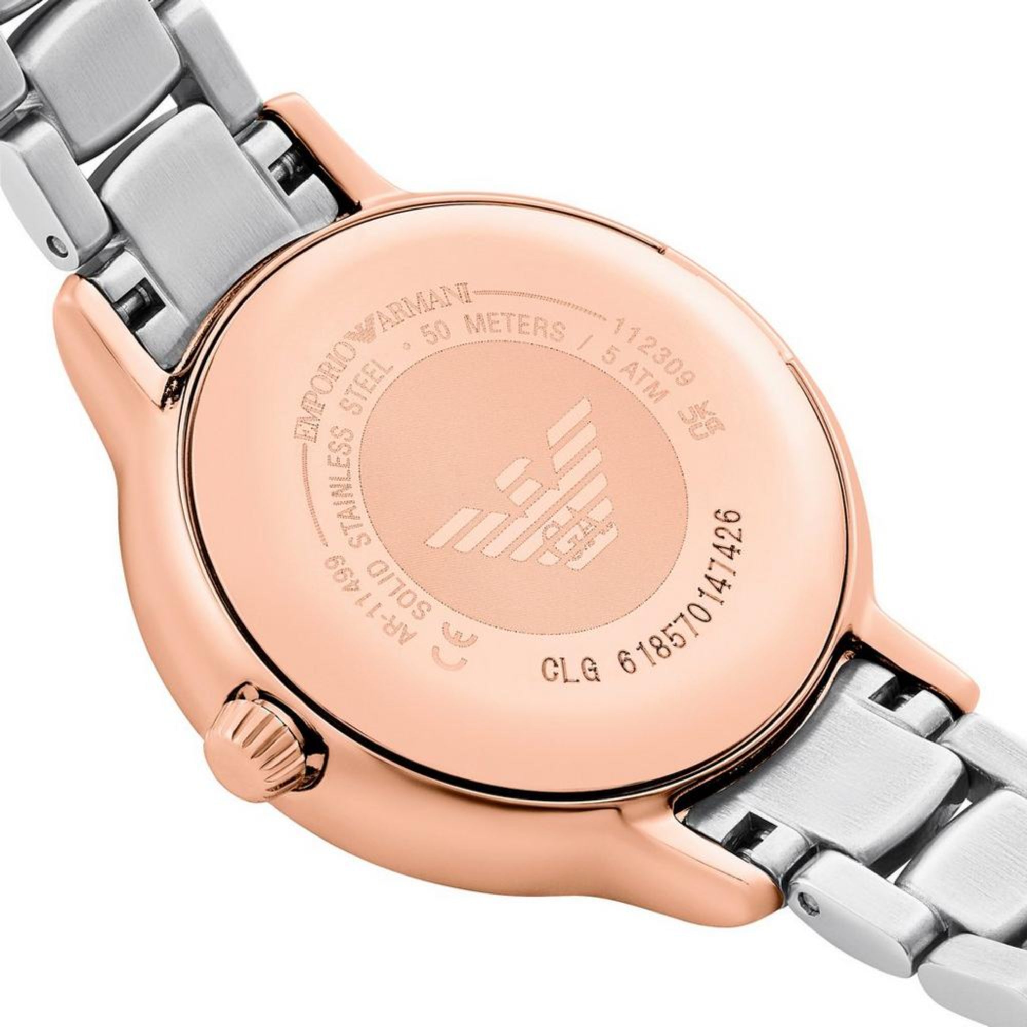 Emporio Armani Cleo Two-Tone Stainless Steel Bracelet White Mother-Of-Pearl Women's Watch AR11499