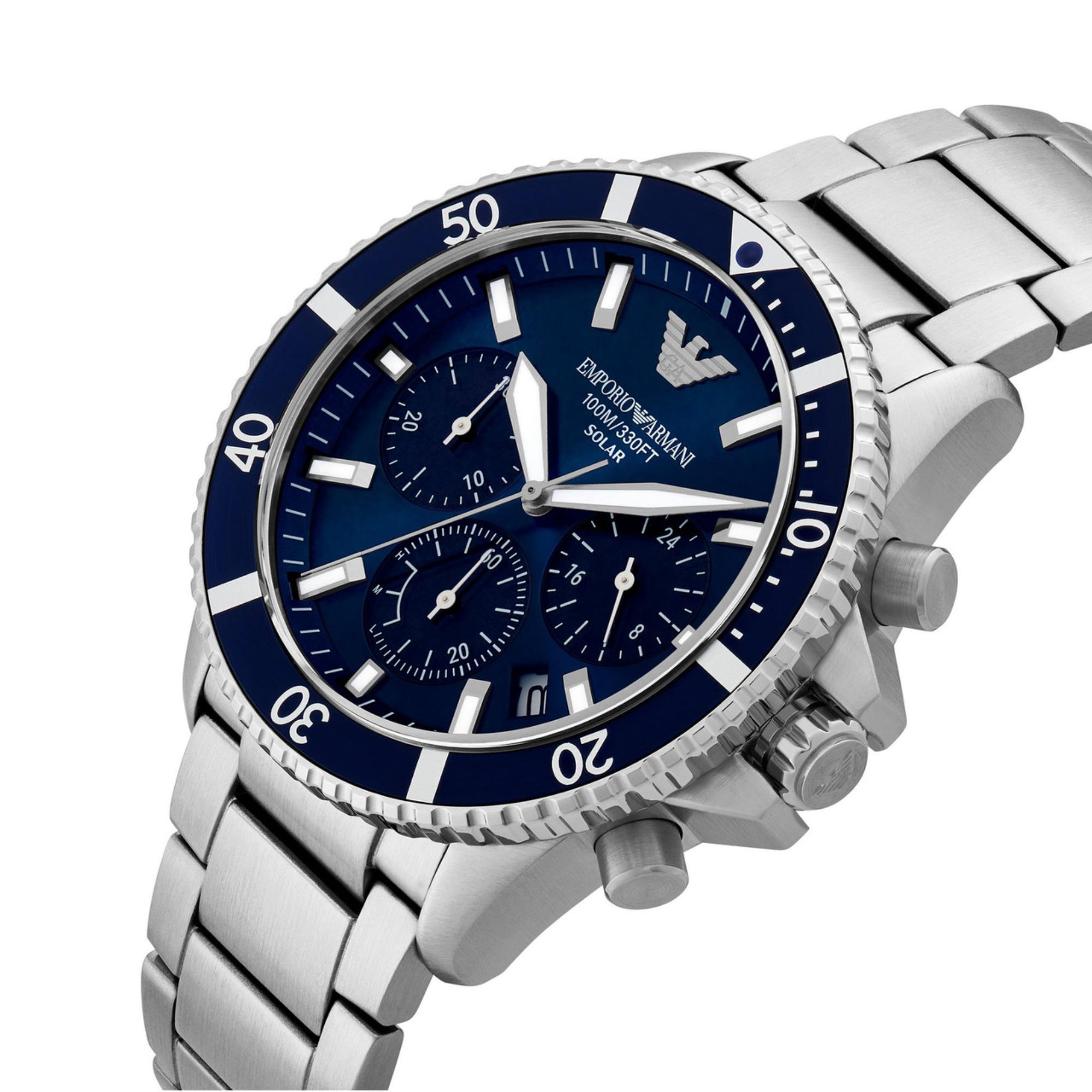 Emporio Armani World Explorer Quartz Chronograph Blue Dial Stainless Steel Men's Watch AR11681