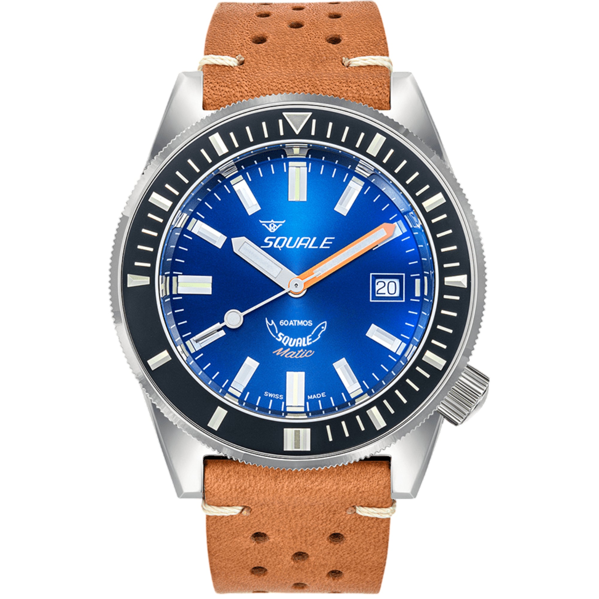 Squale Matic Automatic Dark Blue Dial Leather Strap Men's Watch MATICXSB.PTC