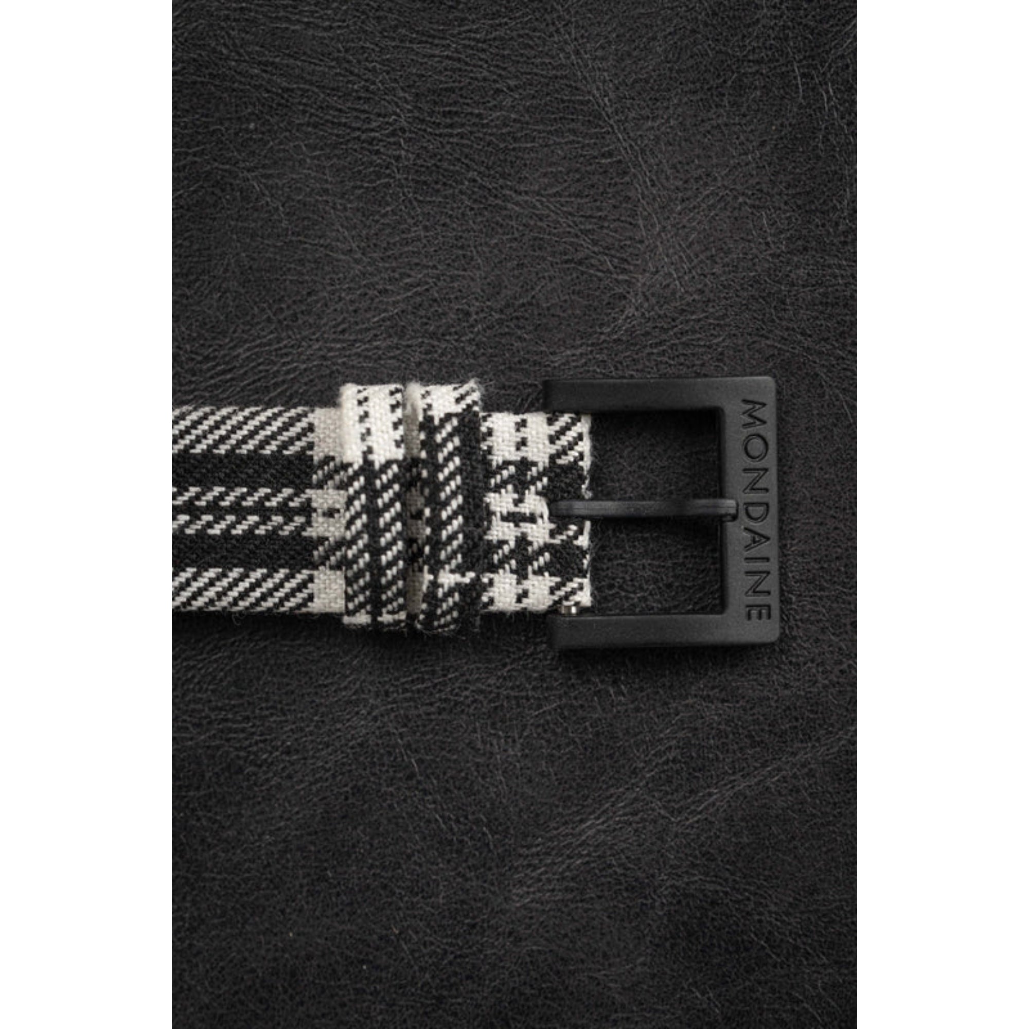 Mondaine Essence Quartz Black Dial Tartan Synthetic Strap Ladies Watch MS1.32120.LB