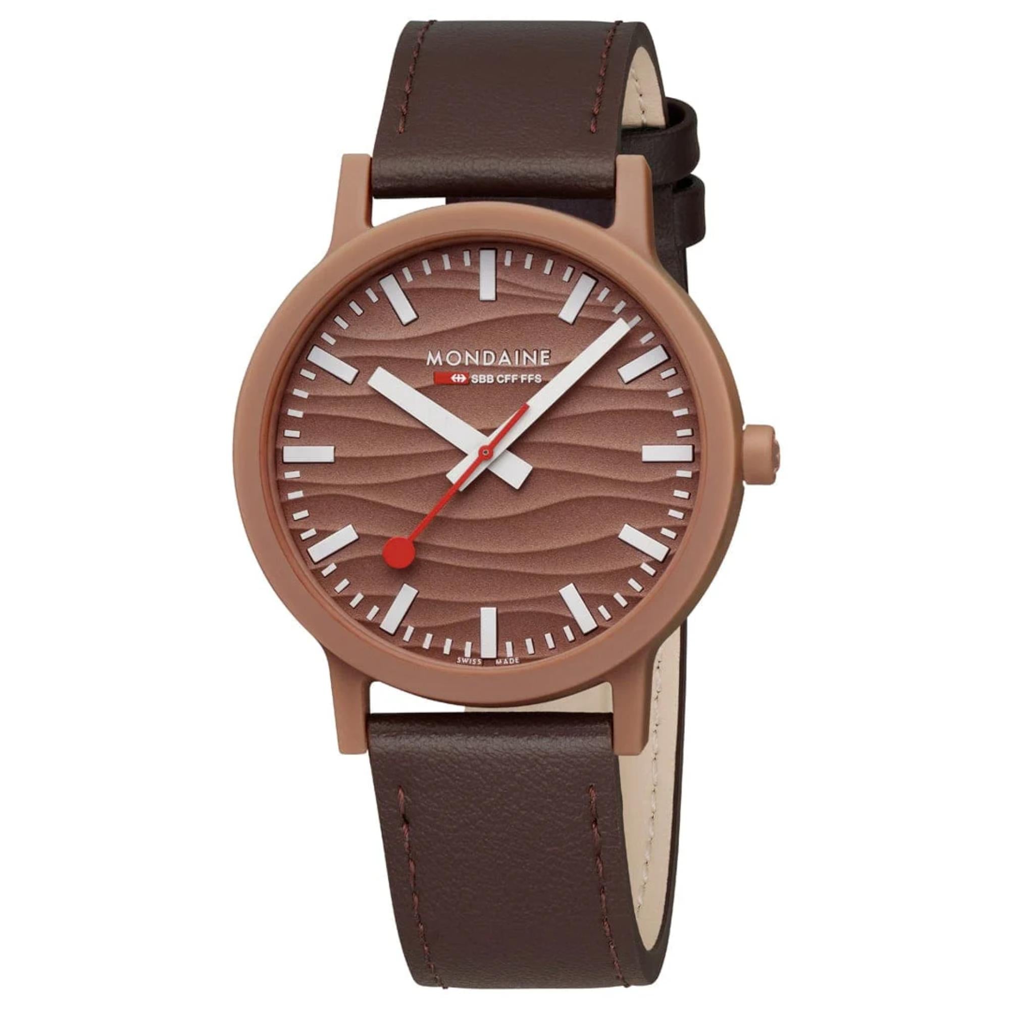 Mondaine Essence Mocha Limited Edition Brown Dial Vegan Grape Leather Unisex Watch MS1.41170.LTV