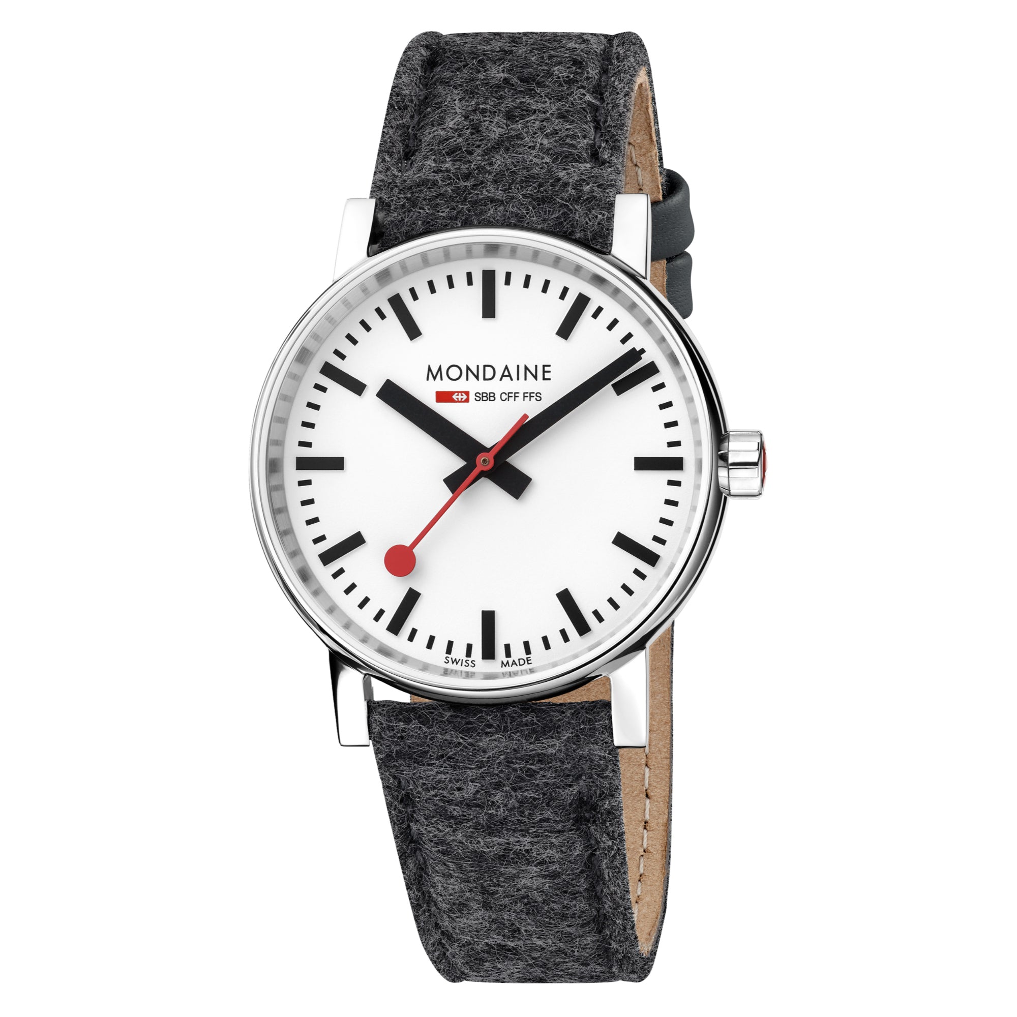 Mondaine Evo2 Quartz White Dial Black Synthetic Unisex Watch MSE.35110.LH